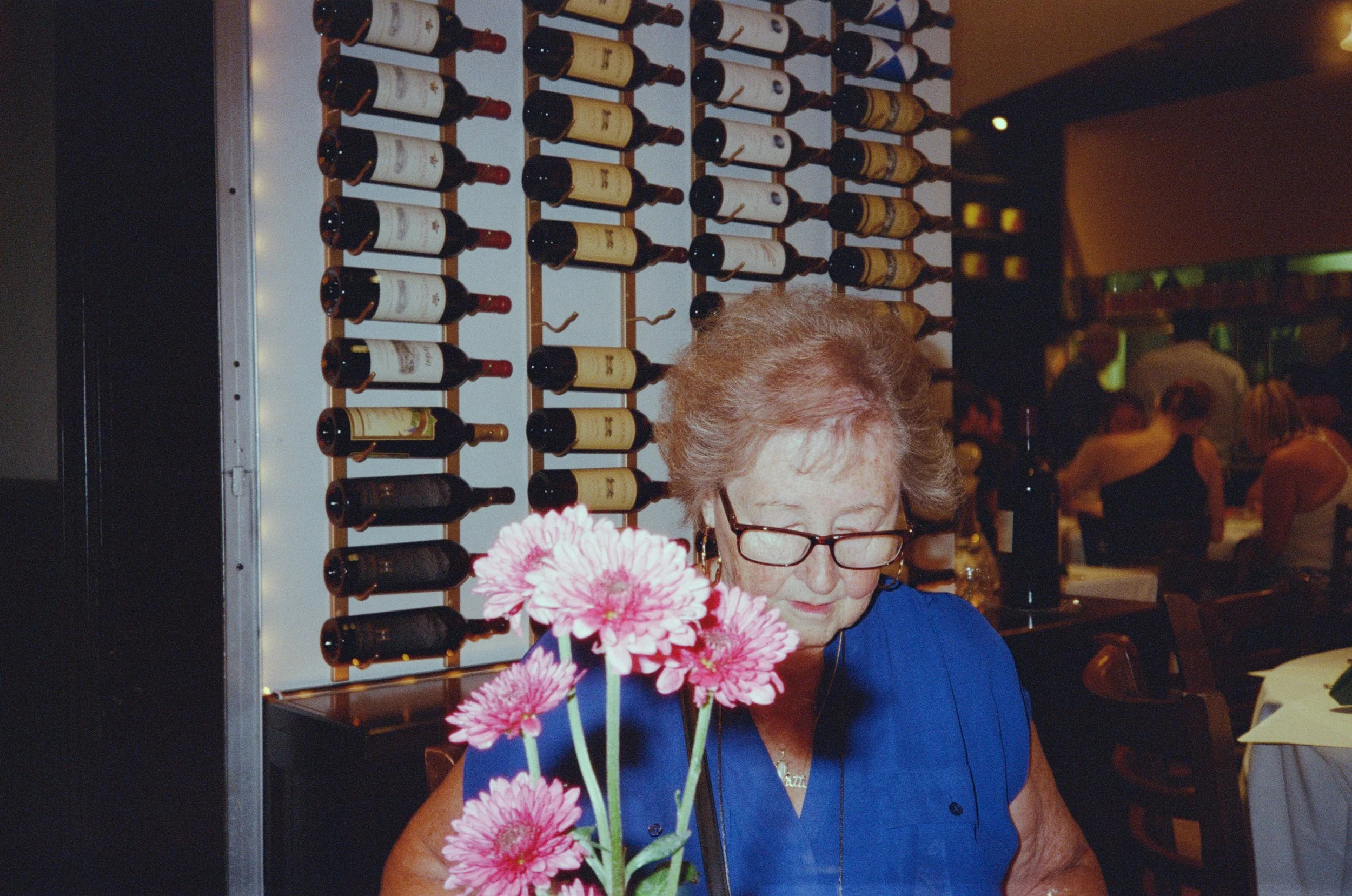 flowers at the table, with grandma, las vegas nevada, 2025, 35mm analog