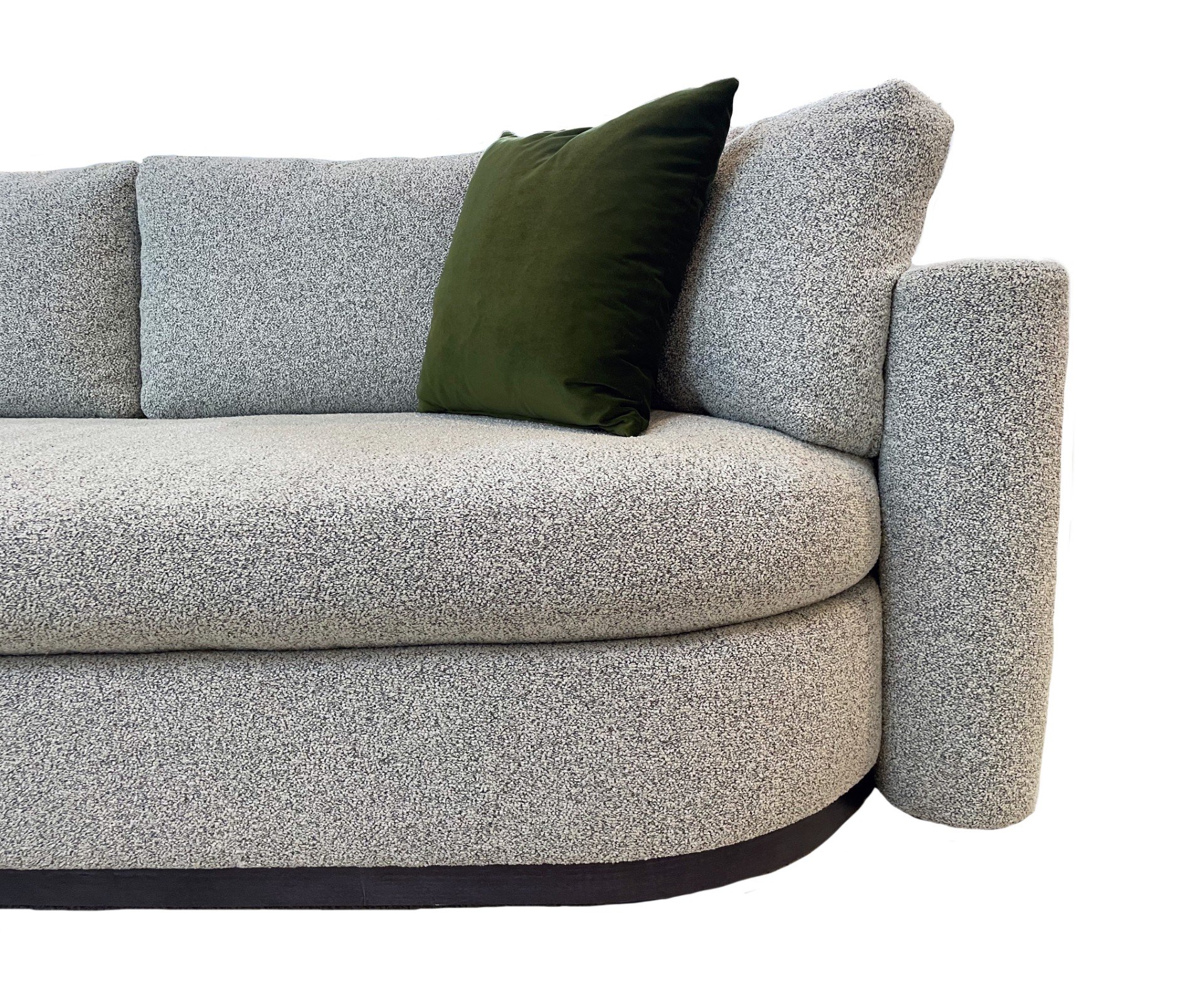 Curvaceous arm of the Playing Hooky Island Chaise by Thayer Coggin.