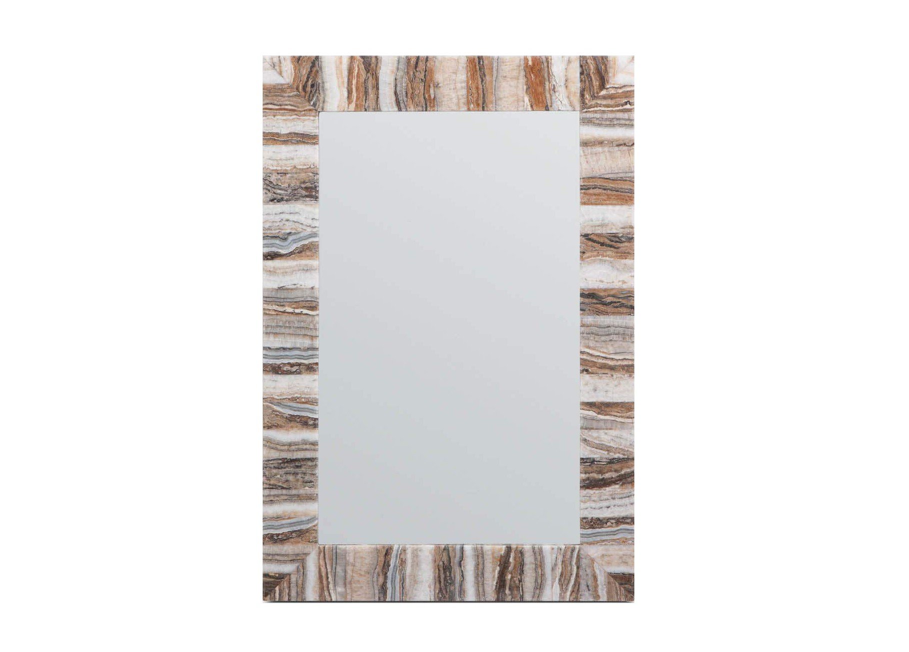 The natural onyx of the Harrison Mirror provides warm tones for any room.