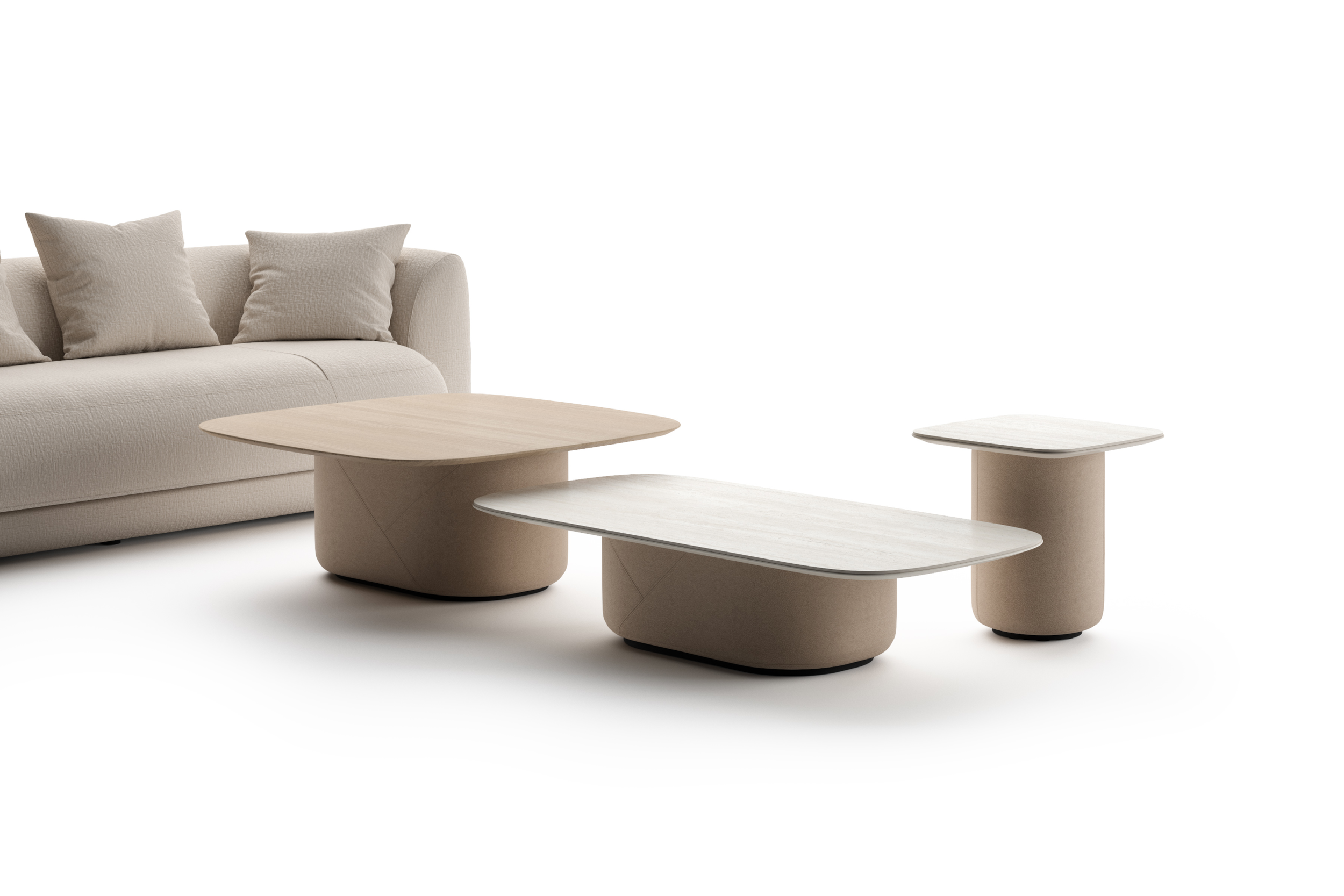 Available in three heights, the Clou coffee tables allow for dynamic combinations, whether through bold contrasts or tone-on-tone palettes, becoming focal points of personal style in any room.