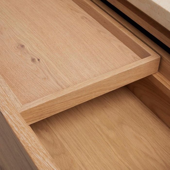 Wood shelves and storage within the Branford Storage Cocktail Table.