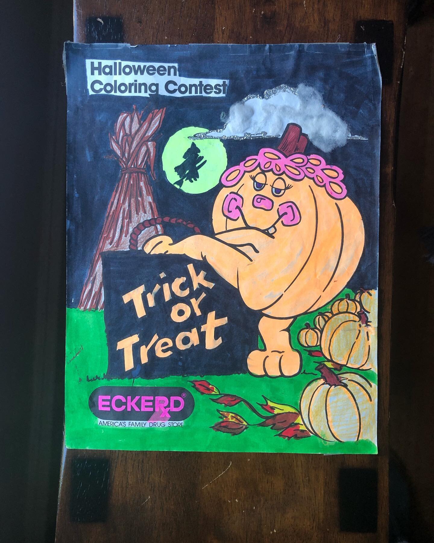 Who remembers drug store coloring contests? Bonus points if it's a drug store that doesn't exist anymore, like Eckerd, America's Family Drug Store, the sponsor of this one in 1989.

I'm not a visual artist. But I did win the only visual art competiti