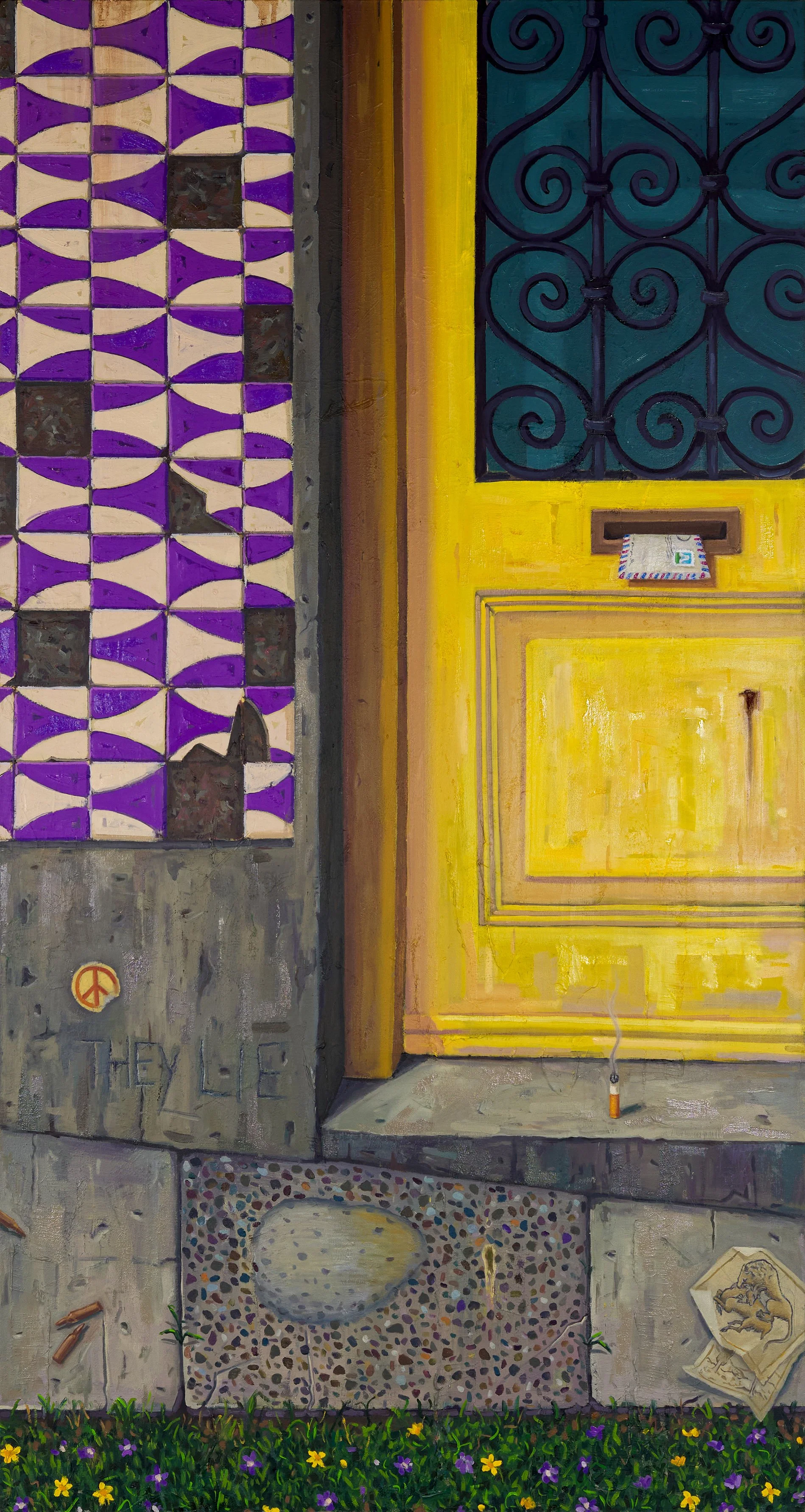 The Letter that Never Arrived, oil and acrylic on canvas, 30x60 inches