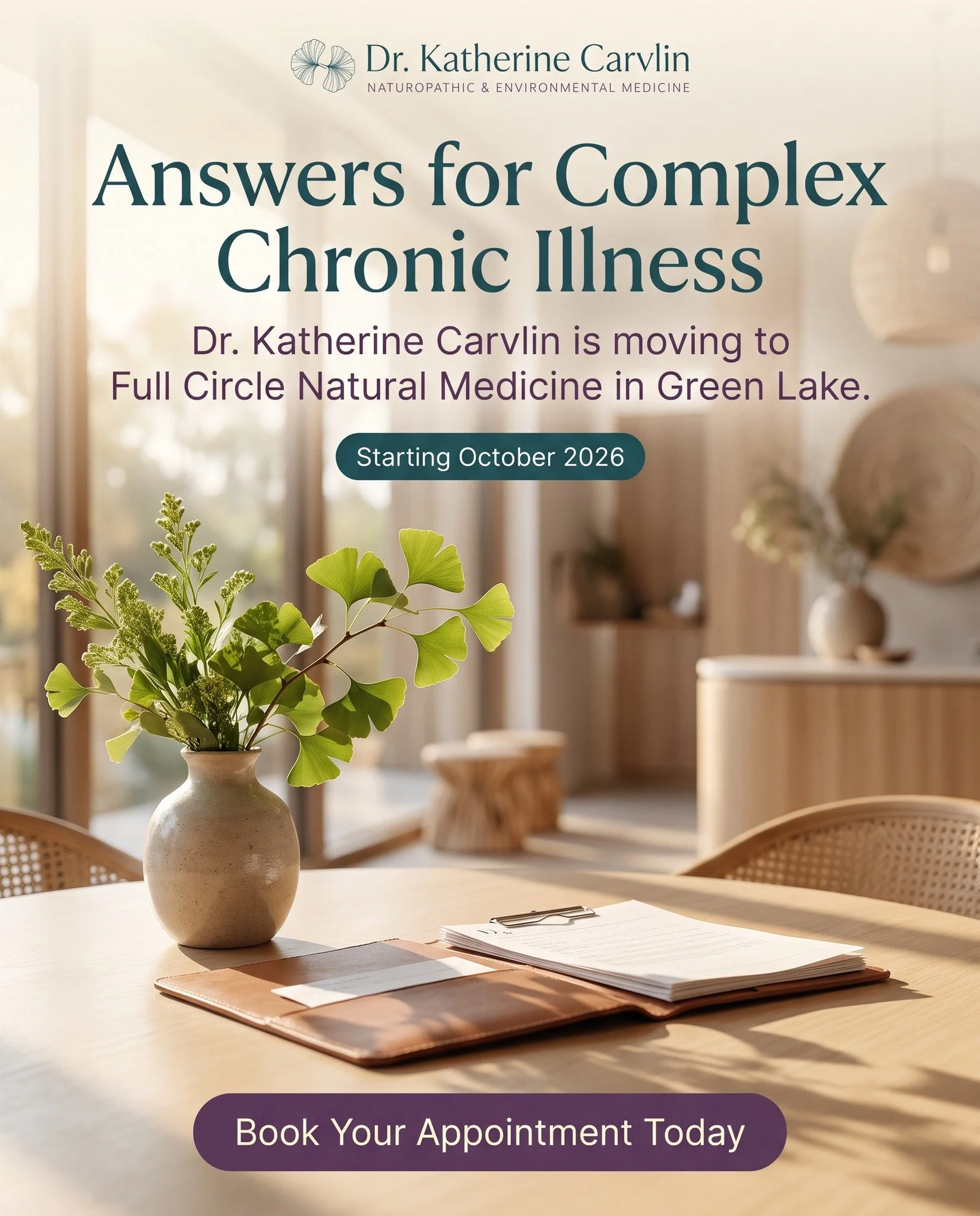 Big news! Starting October 2026, I am relocating my practice to Full Circle Natural Medicine in the beautiful Green Lake neighborhood. 🌿 This transition allows me to continue providing comprehensive care for complex, chronic conditions like EAI, mol