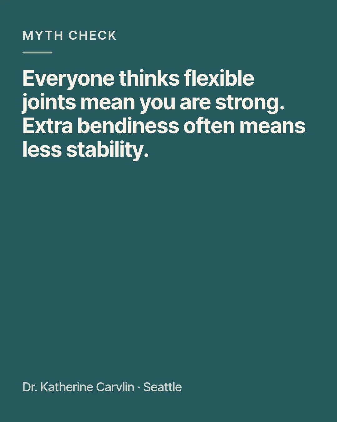 Everyone thinks flexible joints mean you are strong. Extra bendiness often means less stability.

If you have hypermobility, your tissues are extra flexible and unstable. That is different from trained strength and control.

End-range yoga, showing o