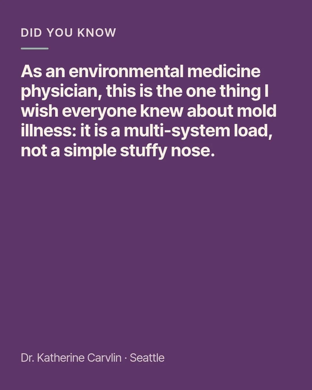 As an environmental medicine physician, this is the one thing I wish everyone knew about mold illness: it is a multi-system load, not a simple stuffy nose.

People often get told it is allergies, anxiety, or "just stress." The pattern can i