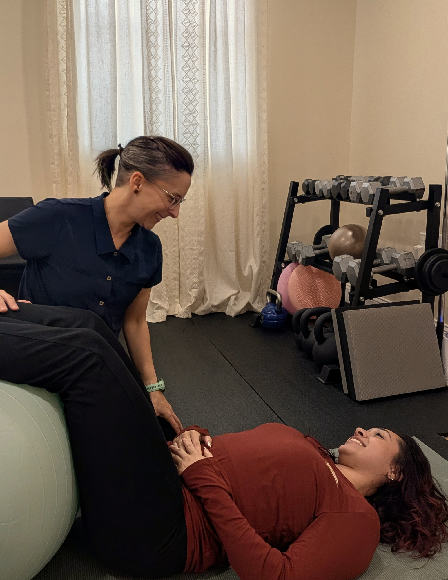 Pelvic Floor PT with Client Exercising