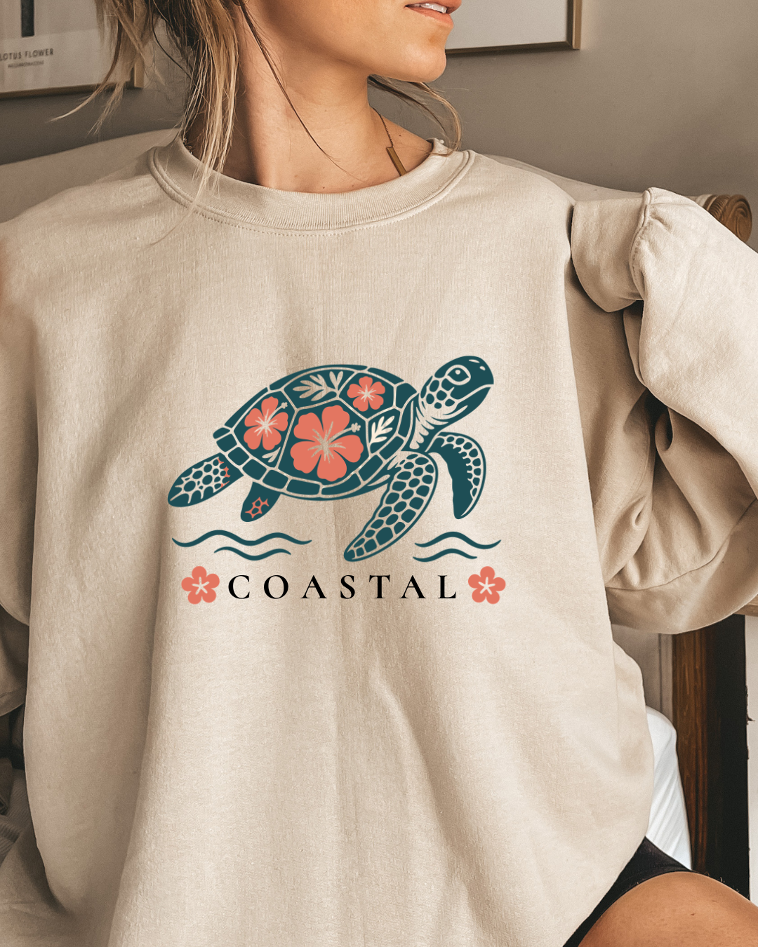 Sea Turtle Coastal Beach Crewneck Sweater