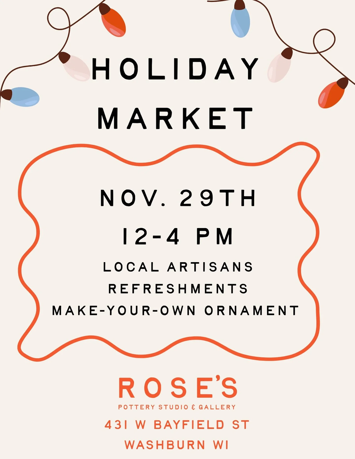 Our first annual holiday market will be this Nov. 29th!

Featuring local artists &amp; crafts, refreshments, and a DIY ceramic ornament station as well :) 

There&rsquo;s still a few spots available to vend as well! Reach out to us here or send an em