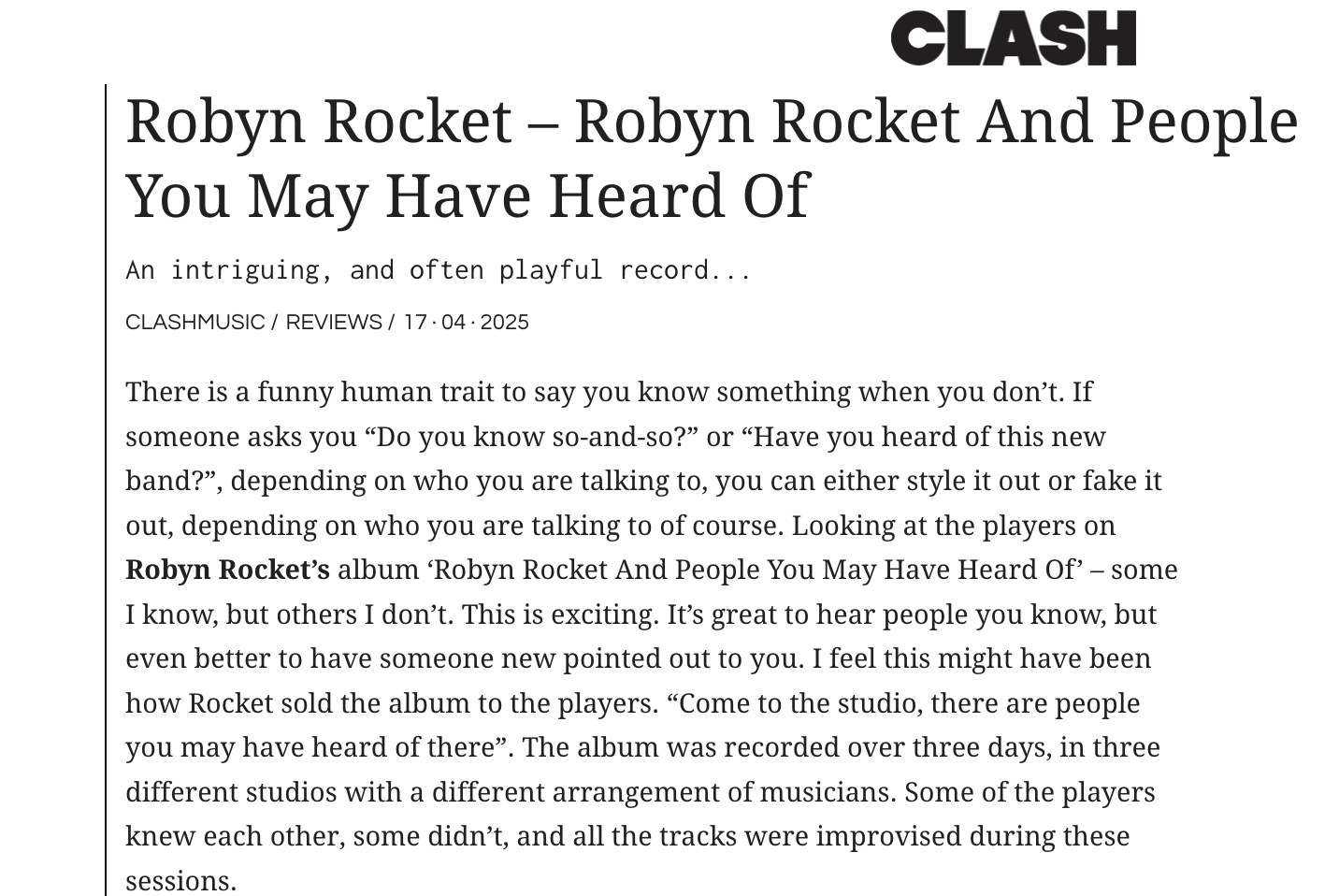 clash magazine online review