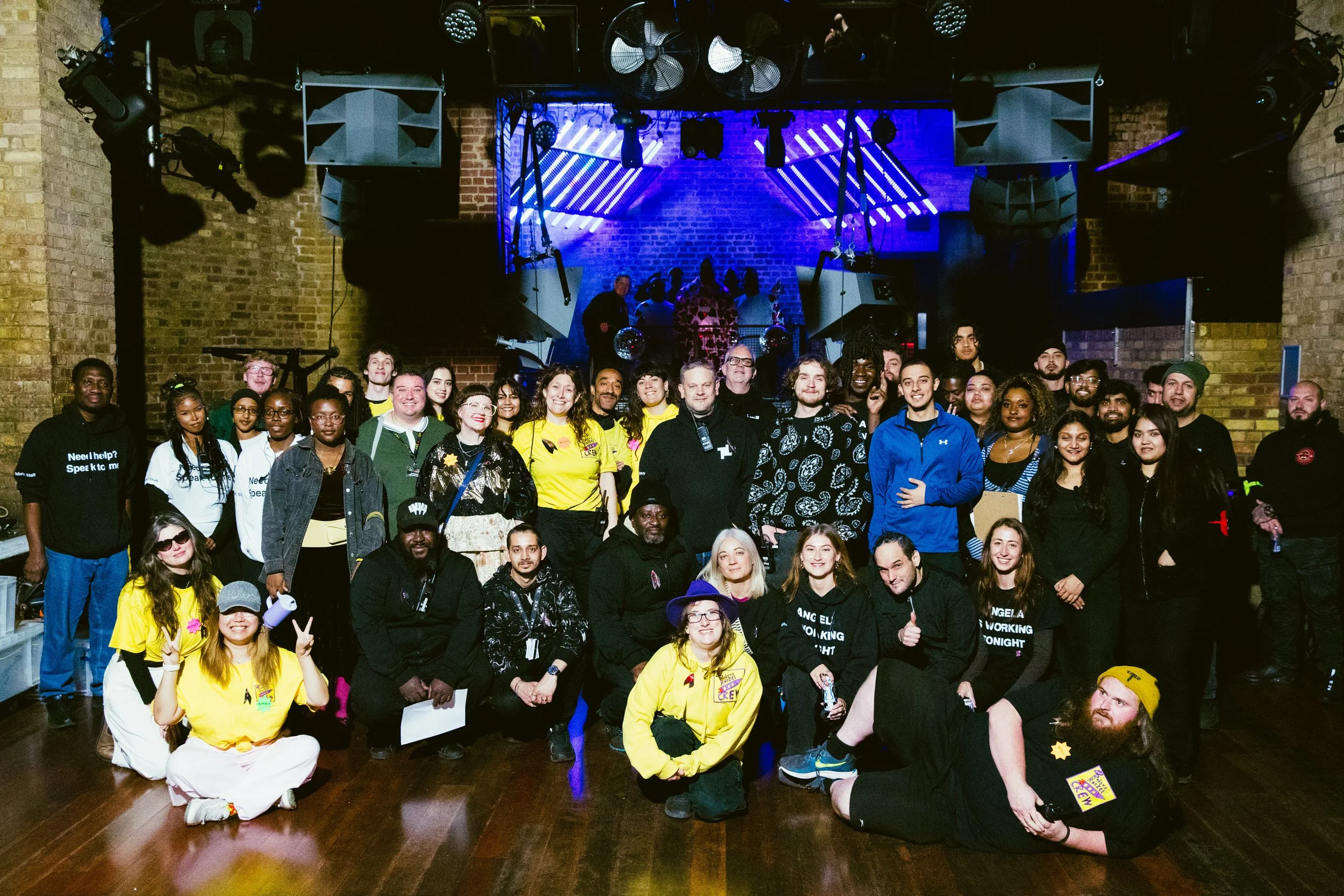 group photo of the Robyn's Rocket crew and fabric team and D.M.S Photo by Sian O'Connor
