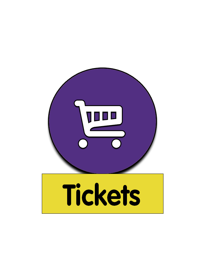 a circle with a shopping trolly . Text reads Tickets