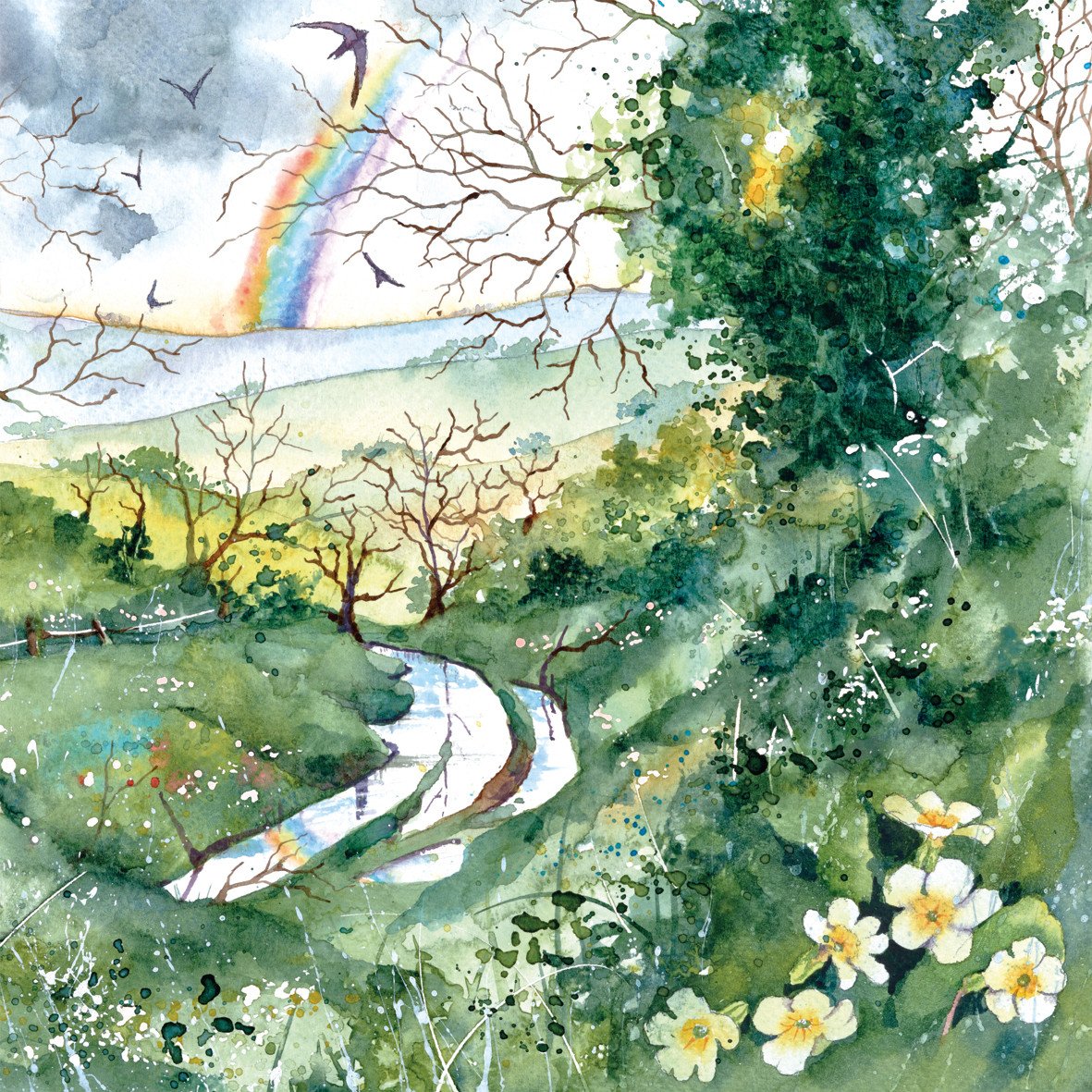 Spring greetings card by the Eco Friendly Card Company featuring a rainbow illustration by Rachel Toll