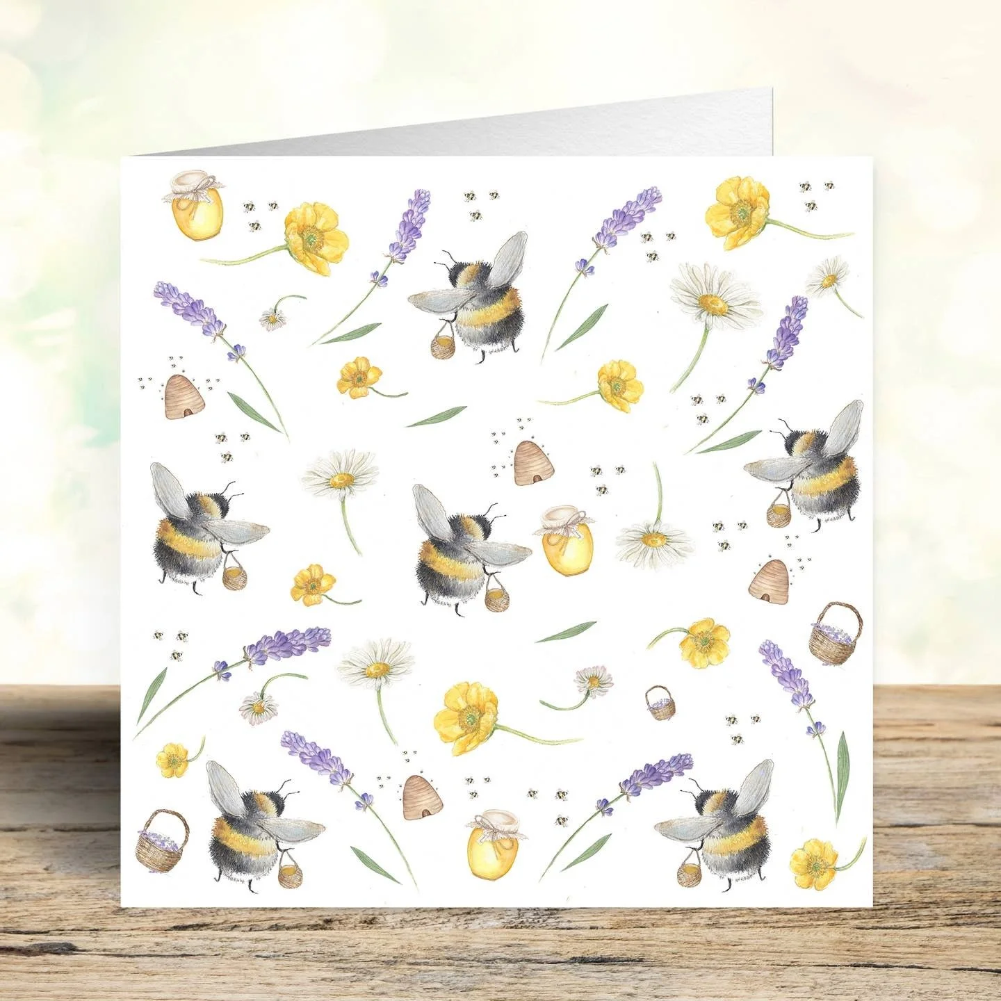 Lavender Bee Greetings Card