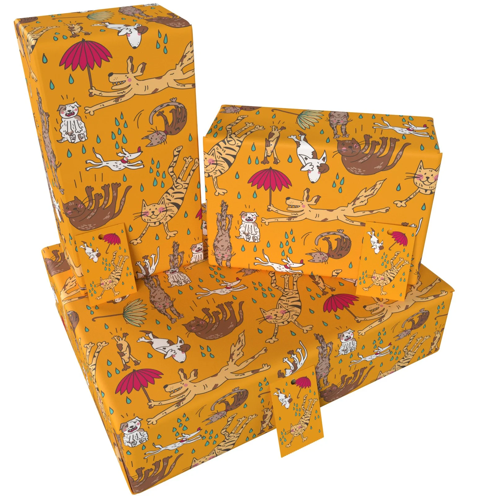 Raining Cats and Dogs Wrapping Paper