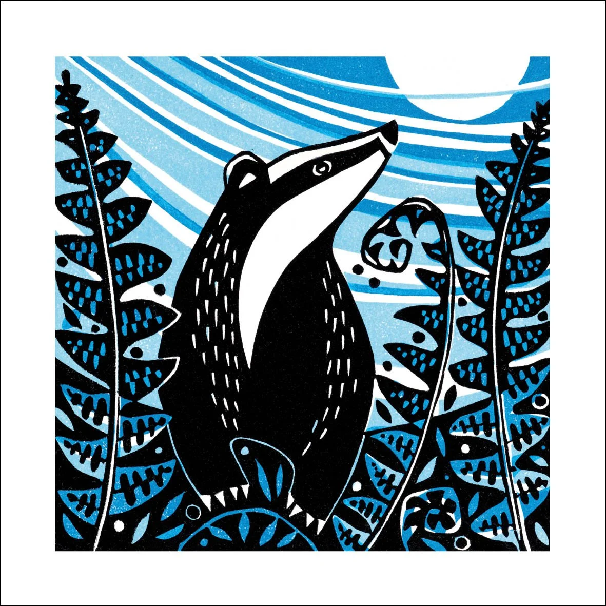 Brook And Bracken greetings card by the Eco Friendly Card Company featuring a badger illustration by Manda Beeching