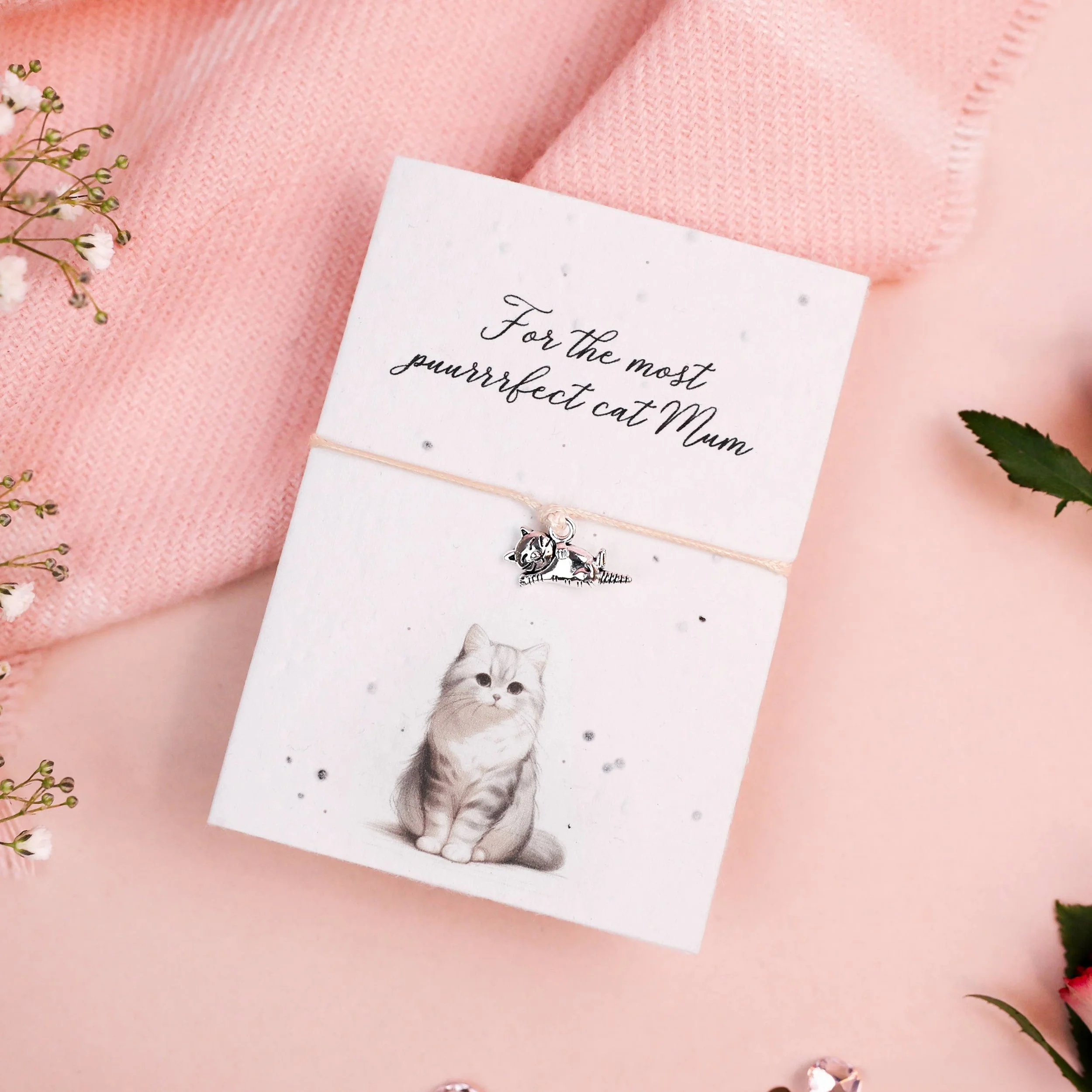 Cat Mum - Seeded Card & Wish Bracelet