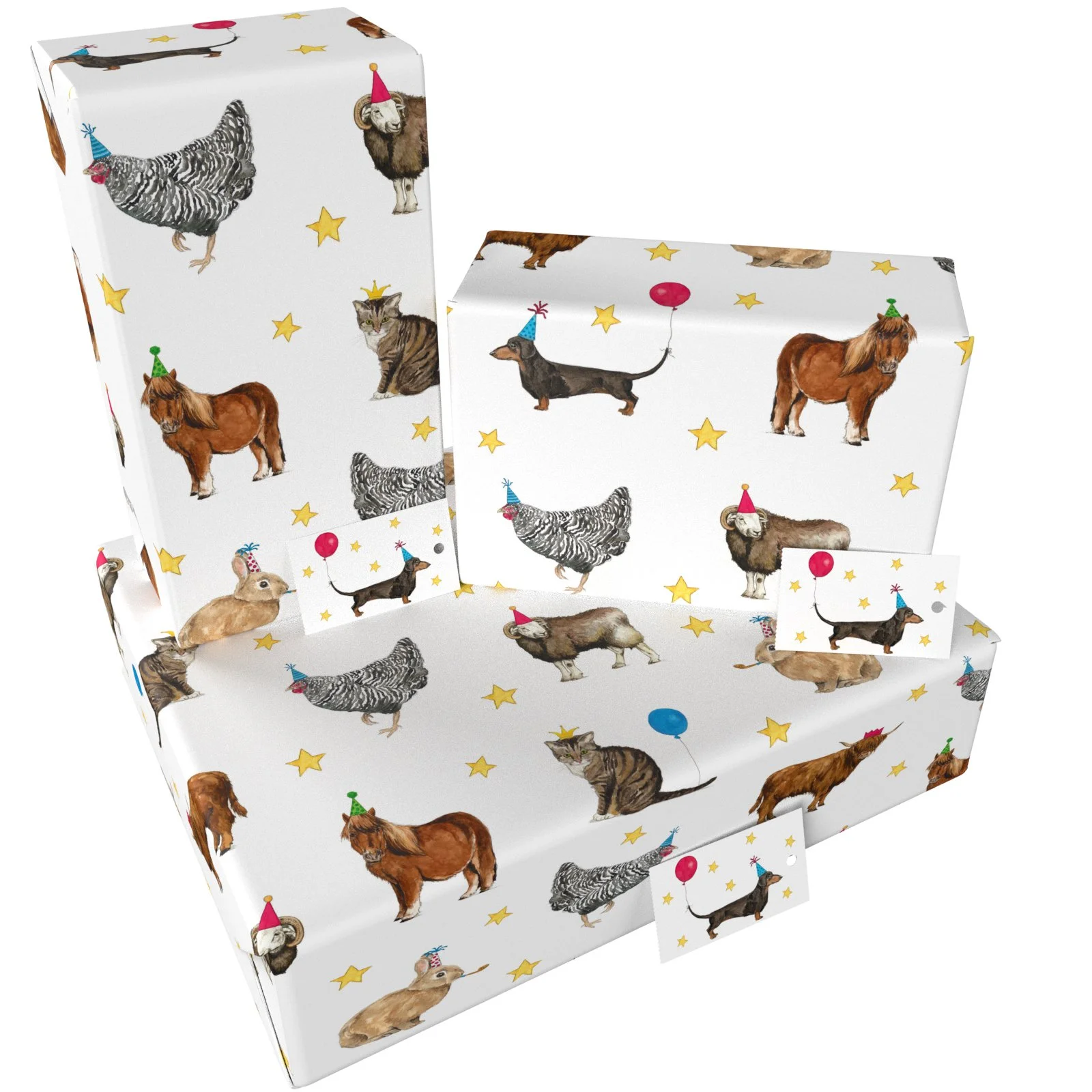 Domestic Party Animals Eco Wrapping Paper – Made by Re-wrapped. Recycled gift wrap, sustainable, plastic-free, vegetable inks, made in the UK