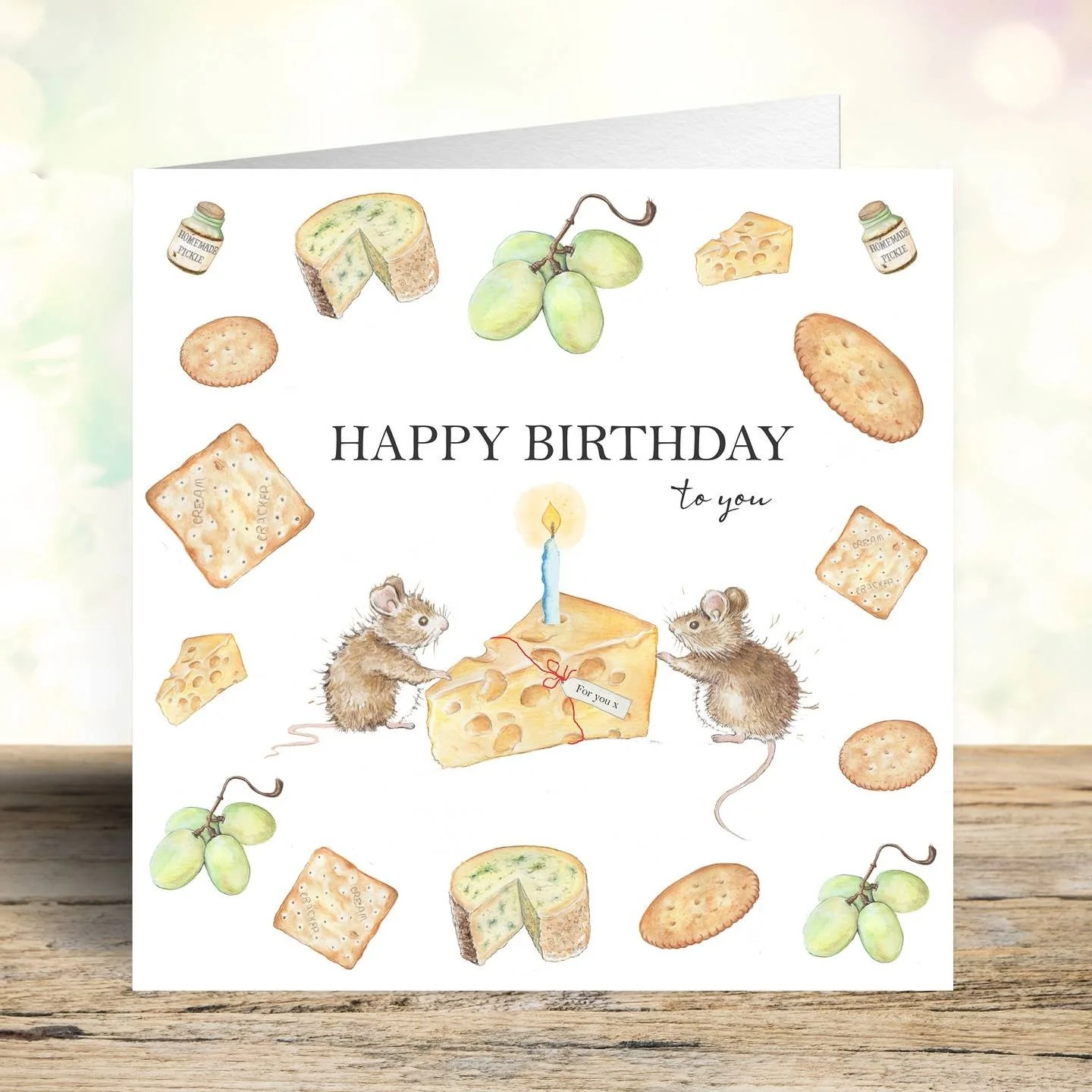 Cheese and Biscuit Mice Birthday Greetings Card
