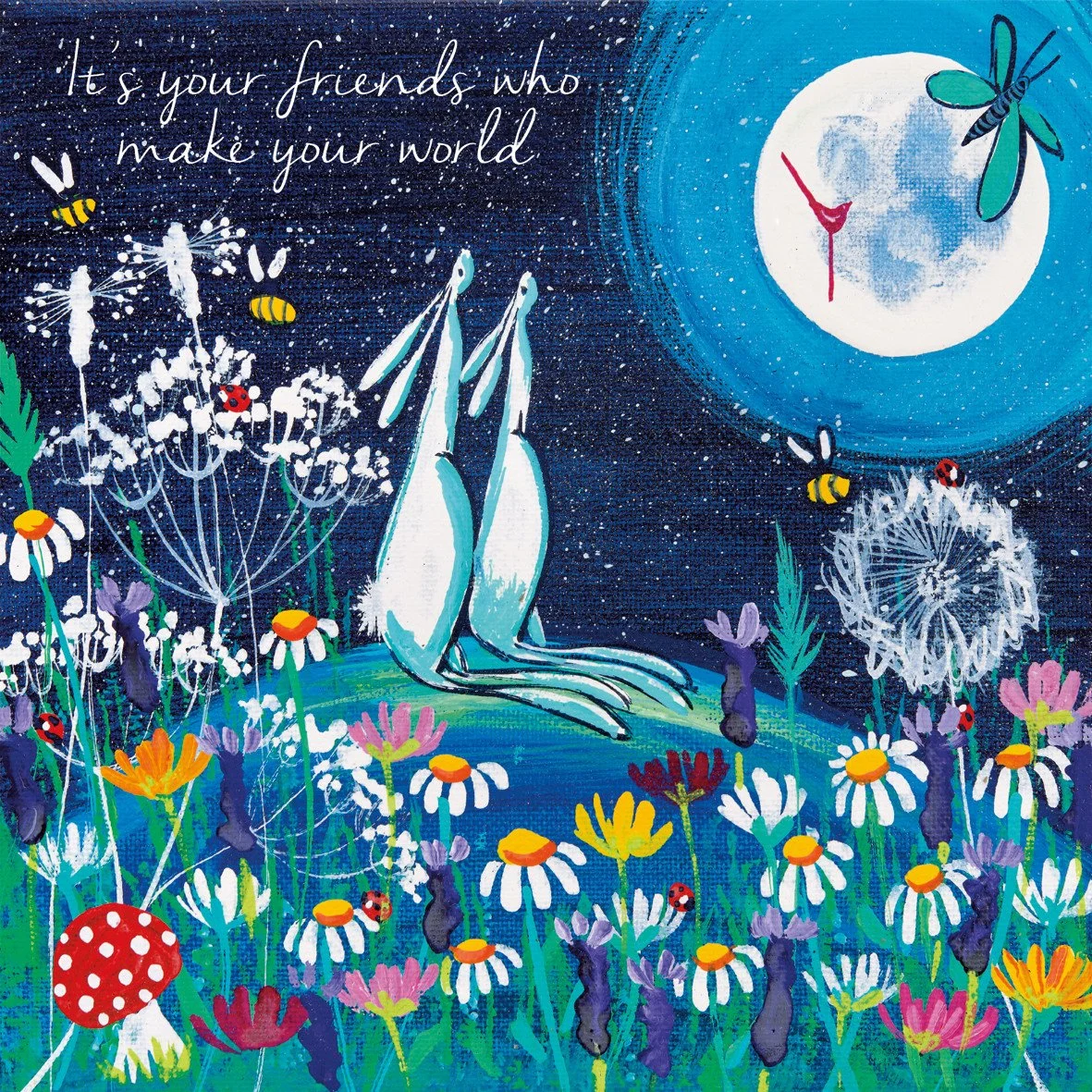 It's Friends Who Make Your World greetings card by the Eco Friendly Card Company featuring a rabbit illustration by Kate Andrew