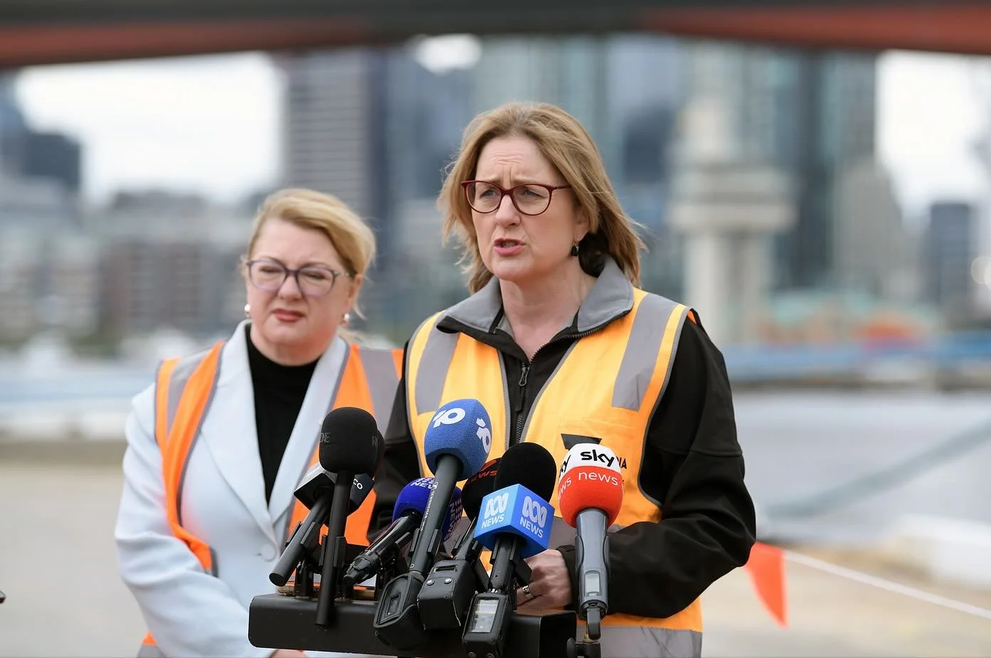 Jacinta Allen at a press release in Melbourne harbour, with Subco, the sub sea cable laying experts @_subco_  ##commercialphotographer #pressrelease #premier #melbournephotographer #reportagephotography #online
