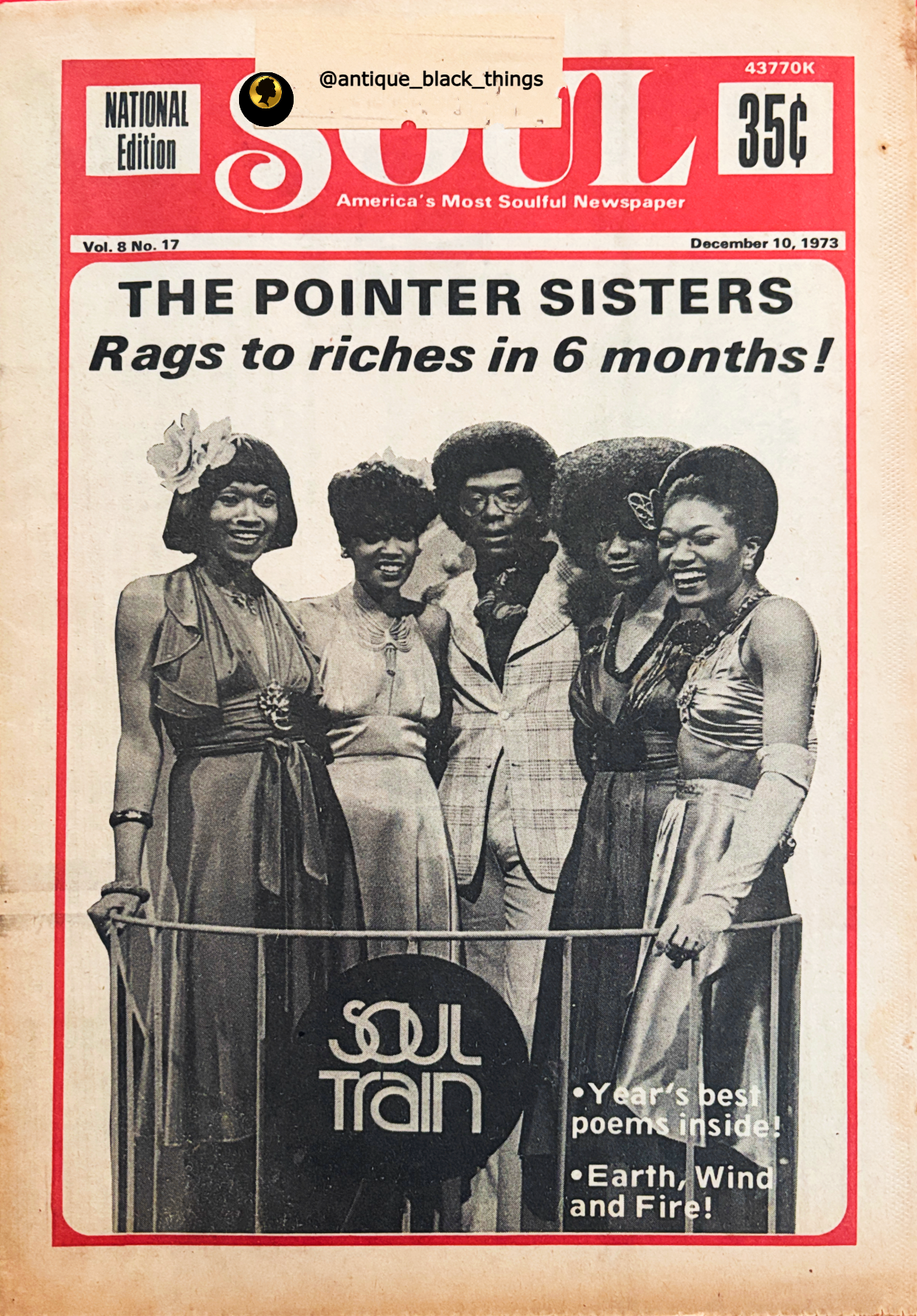 The Pointer Sisters ~ Newspaper Magazine ~ Secember 10, 1973