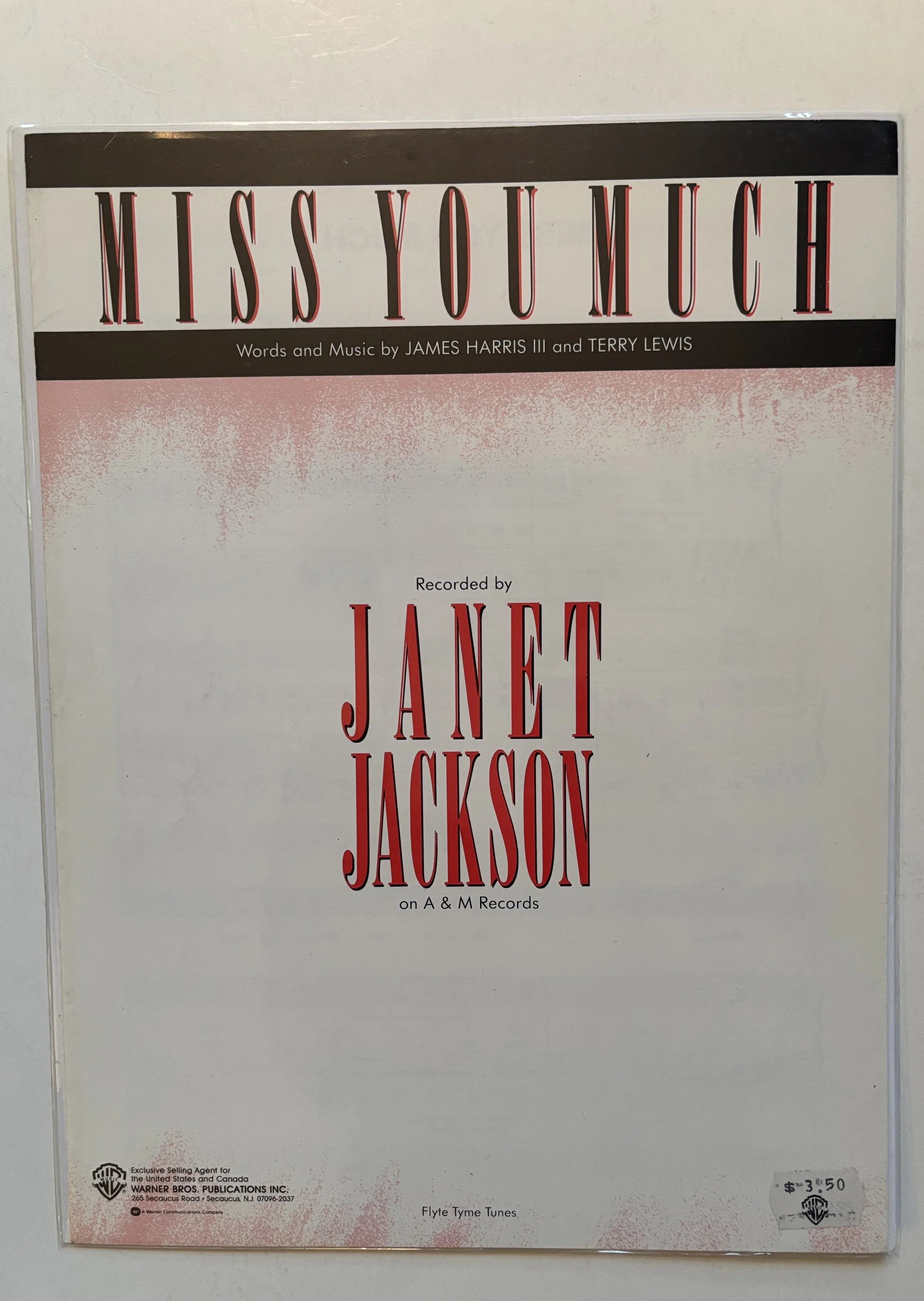 Janet Jackson ~ Miss You Much ~ Vintage Sheet Music ~ 1989