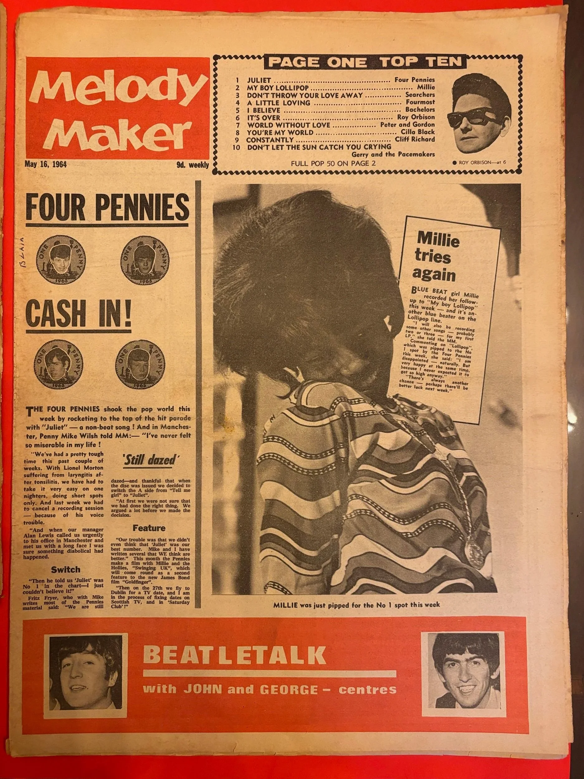Millie Smalls ~Lollipop Boy ~ Melody Maker Newspaper~ May 14 1964