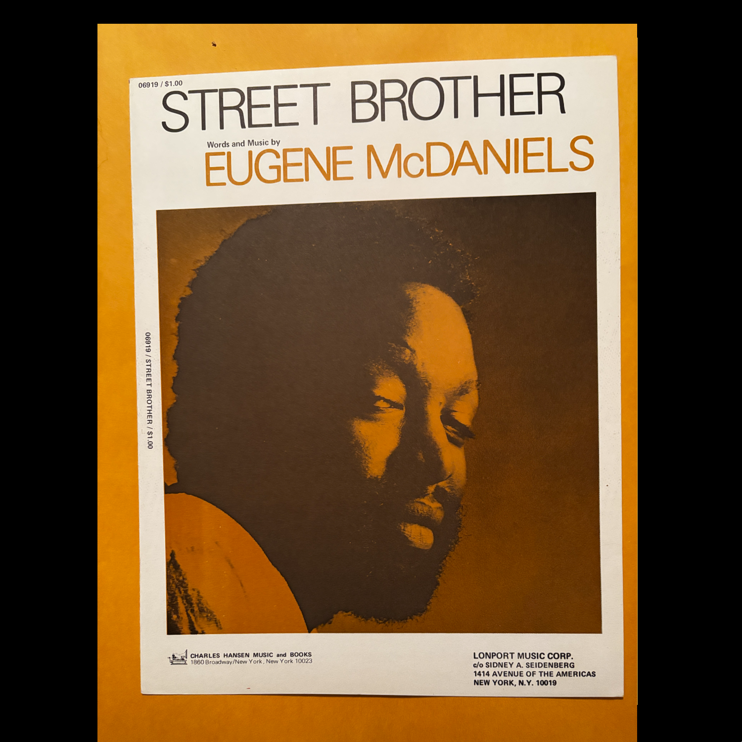 Eugene McDaniels ~ Street Brother ~ 1972 ~ Sheet Music