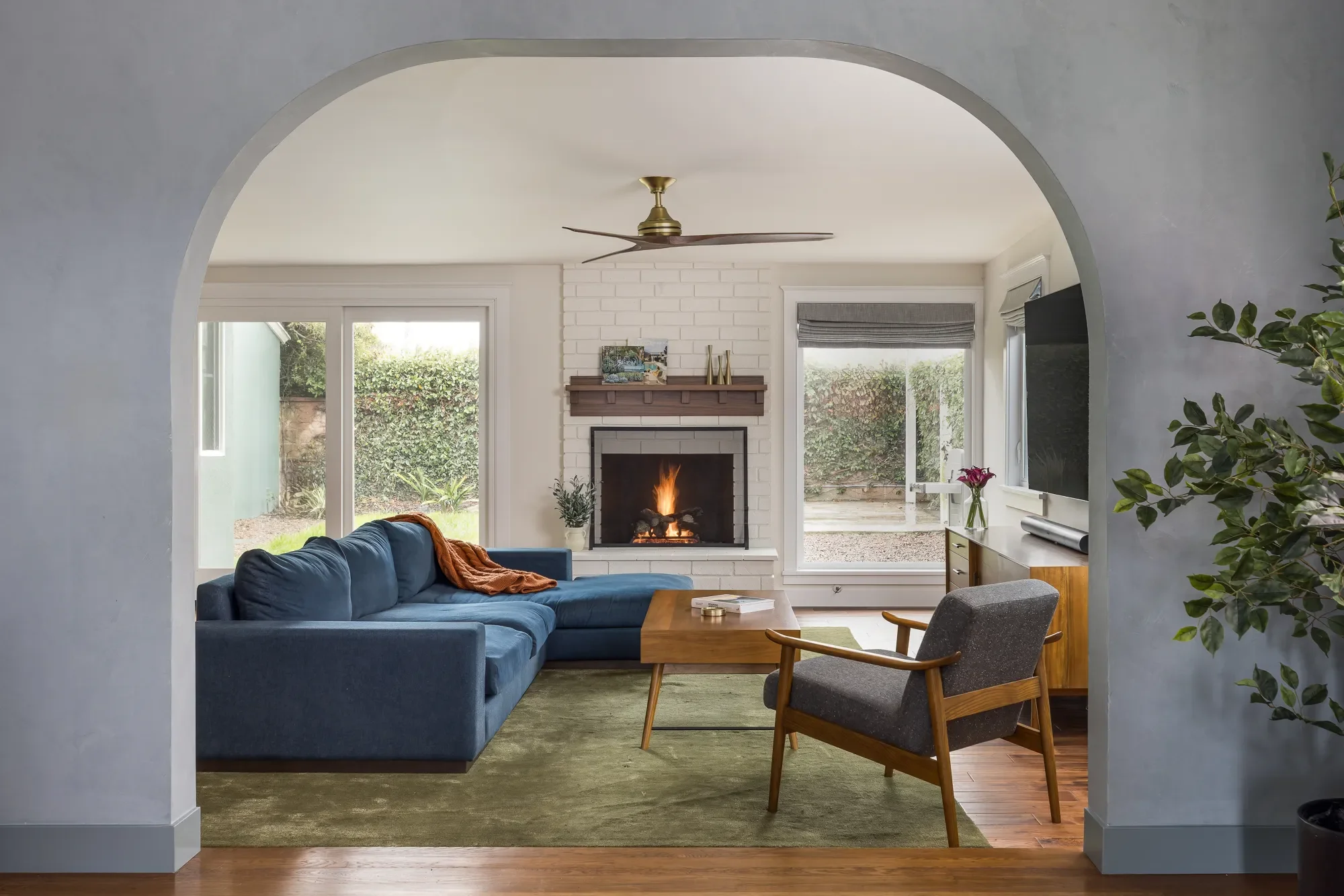 Our designers' favorite choices in this kitchen to living room transition.