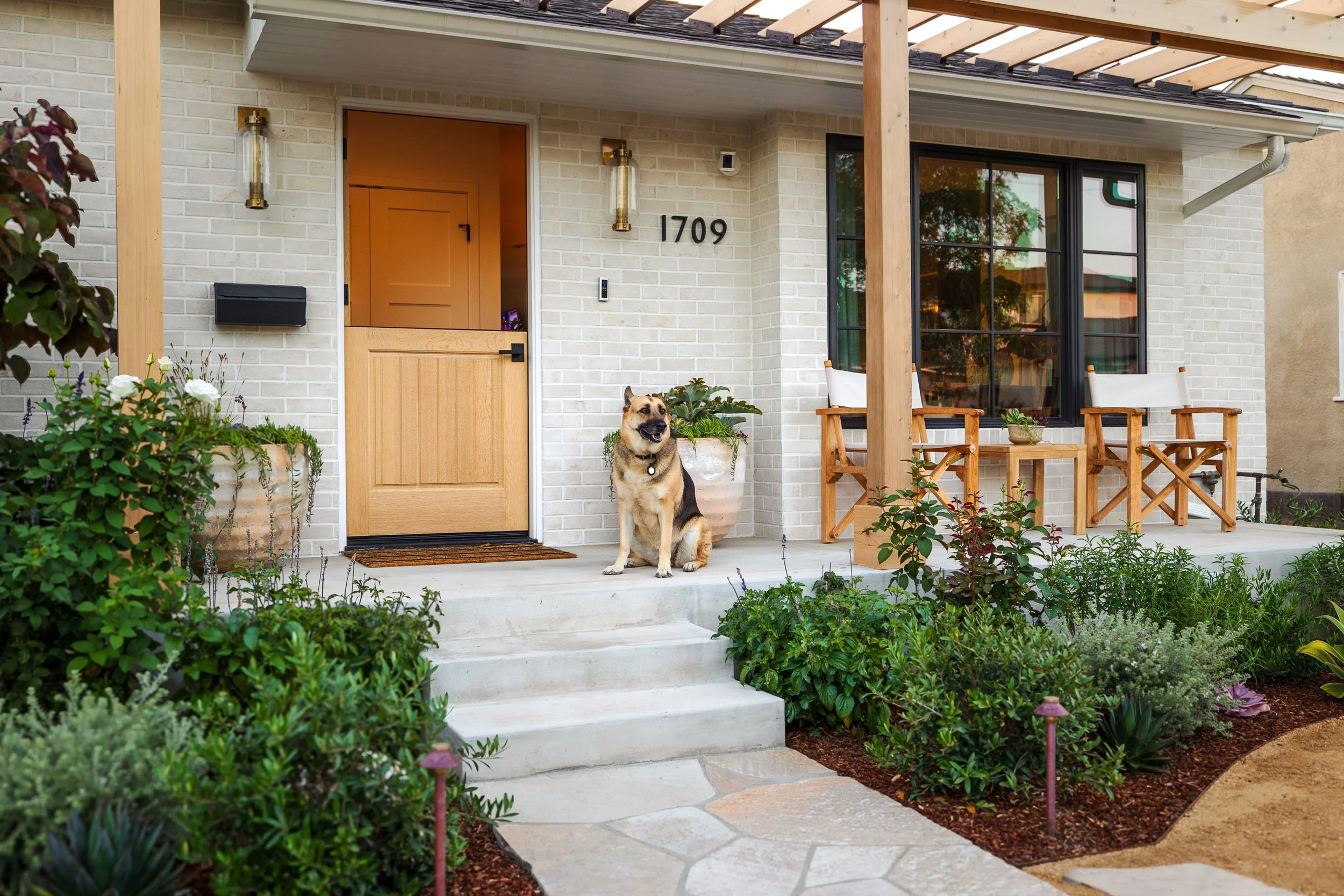Flagstone pathway front entry remodel in the South Bay