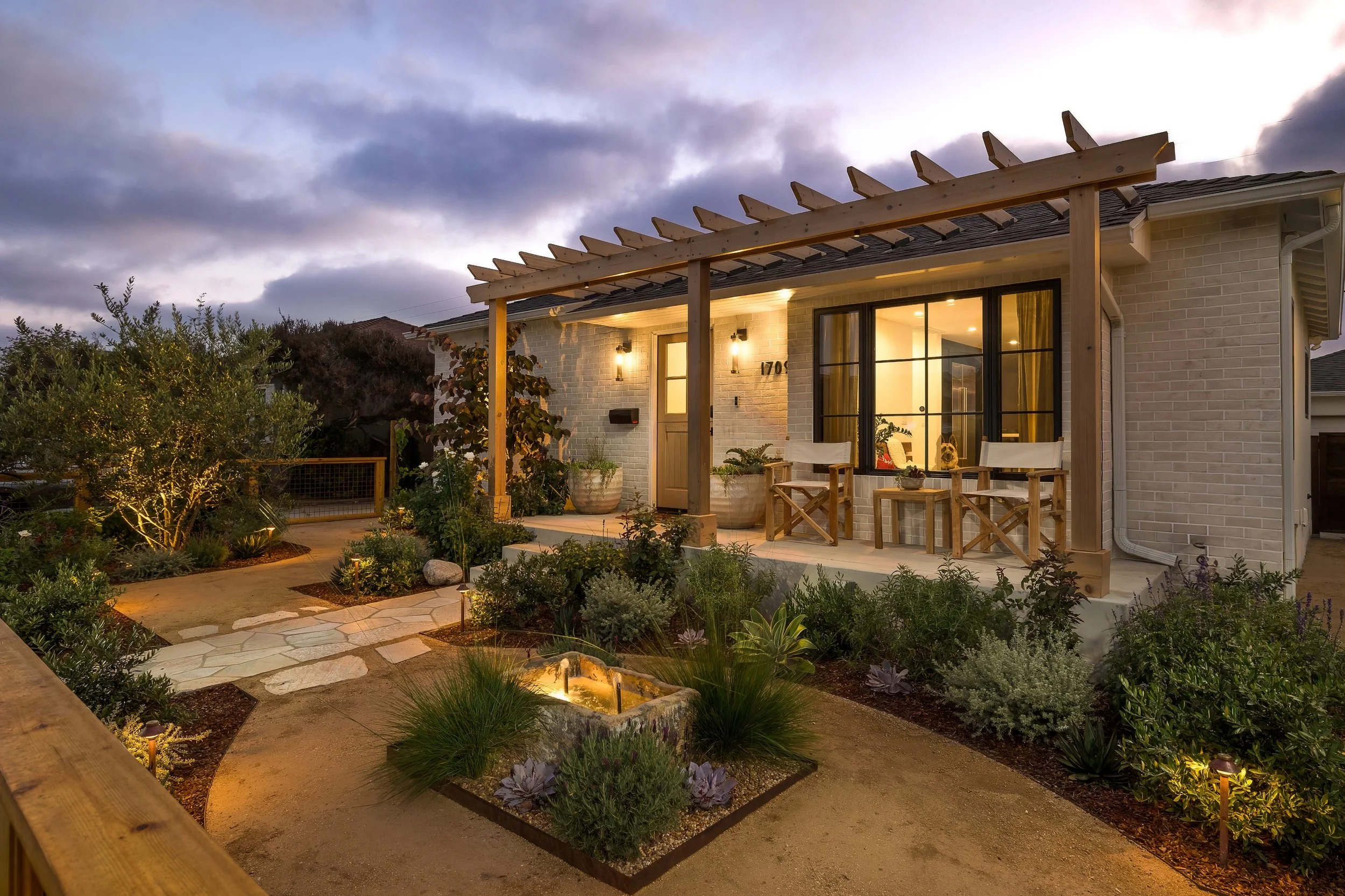 Pergola and landscaped outdoor living space remodel in the South Bay