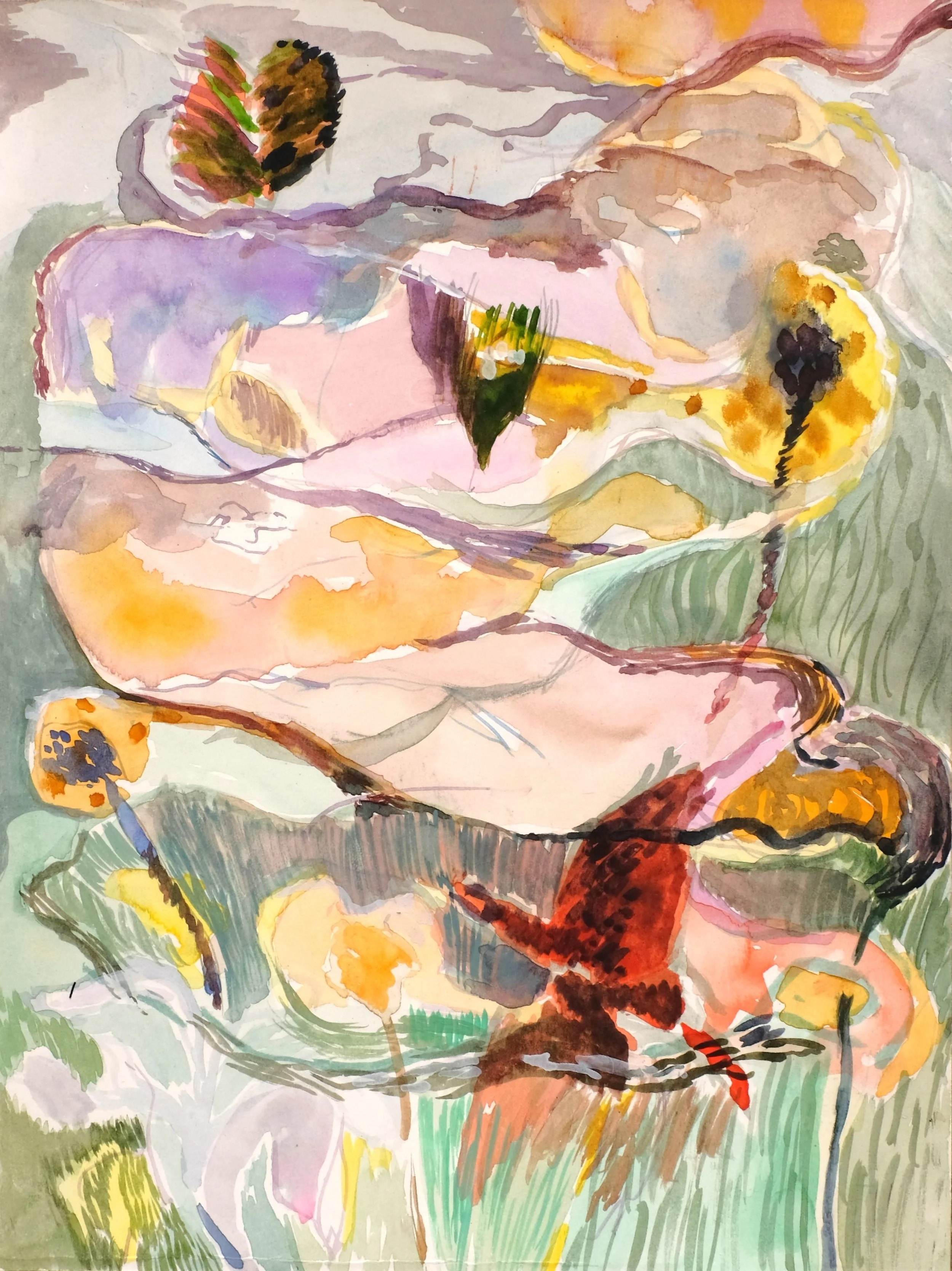 Butterflies,
Watercolour on Paper,
30.8 × 23.4 cm (12.1” × 9.2”)