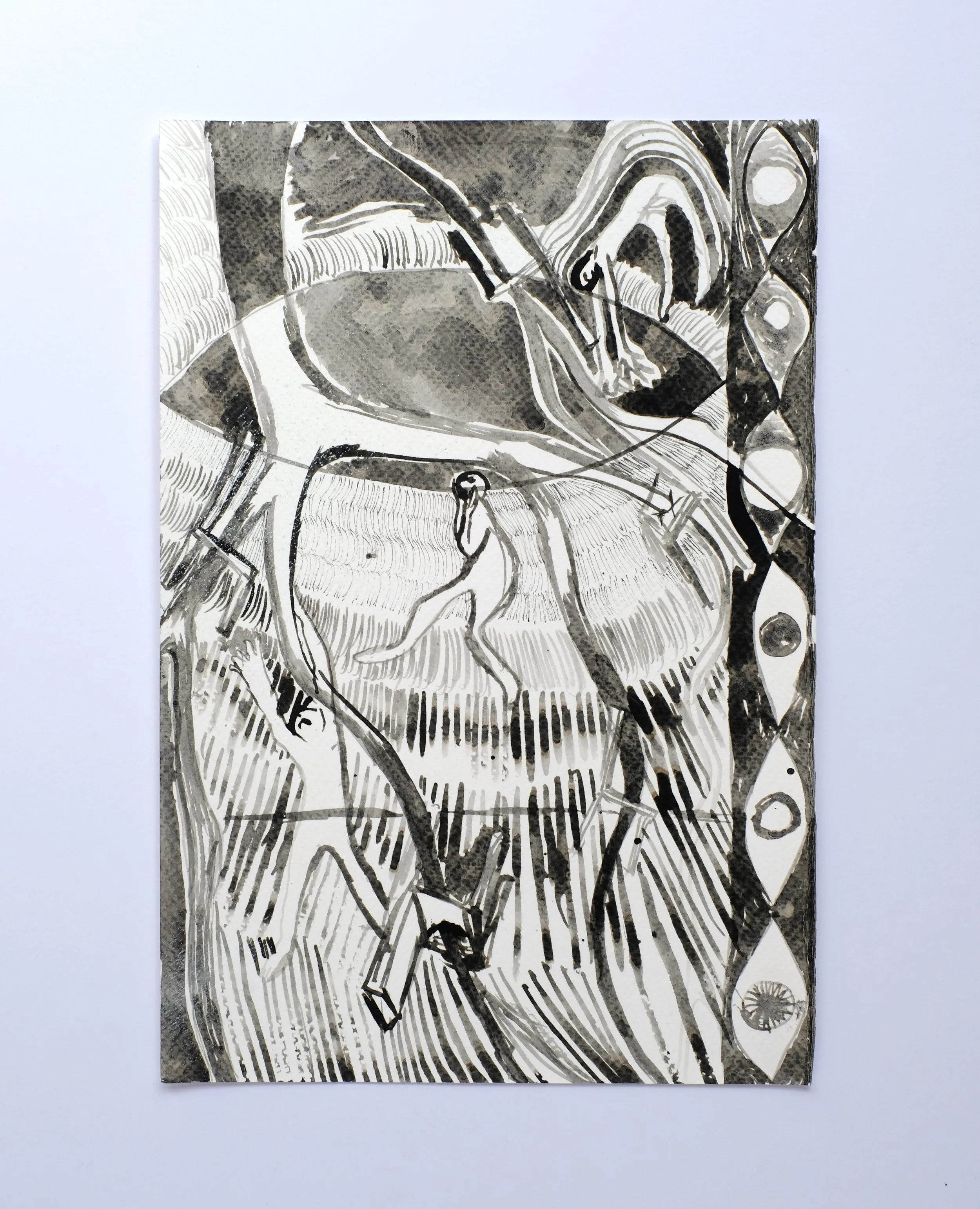 Broken Chairs,
Oak Gall Ink on Paper,
28cm x 19cm