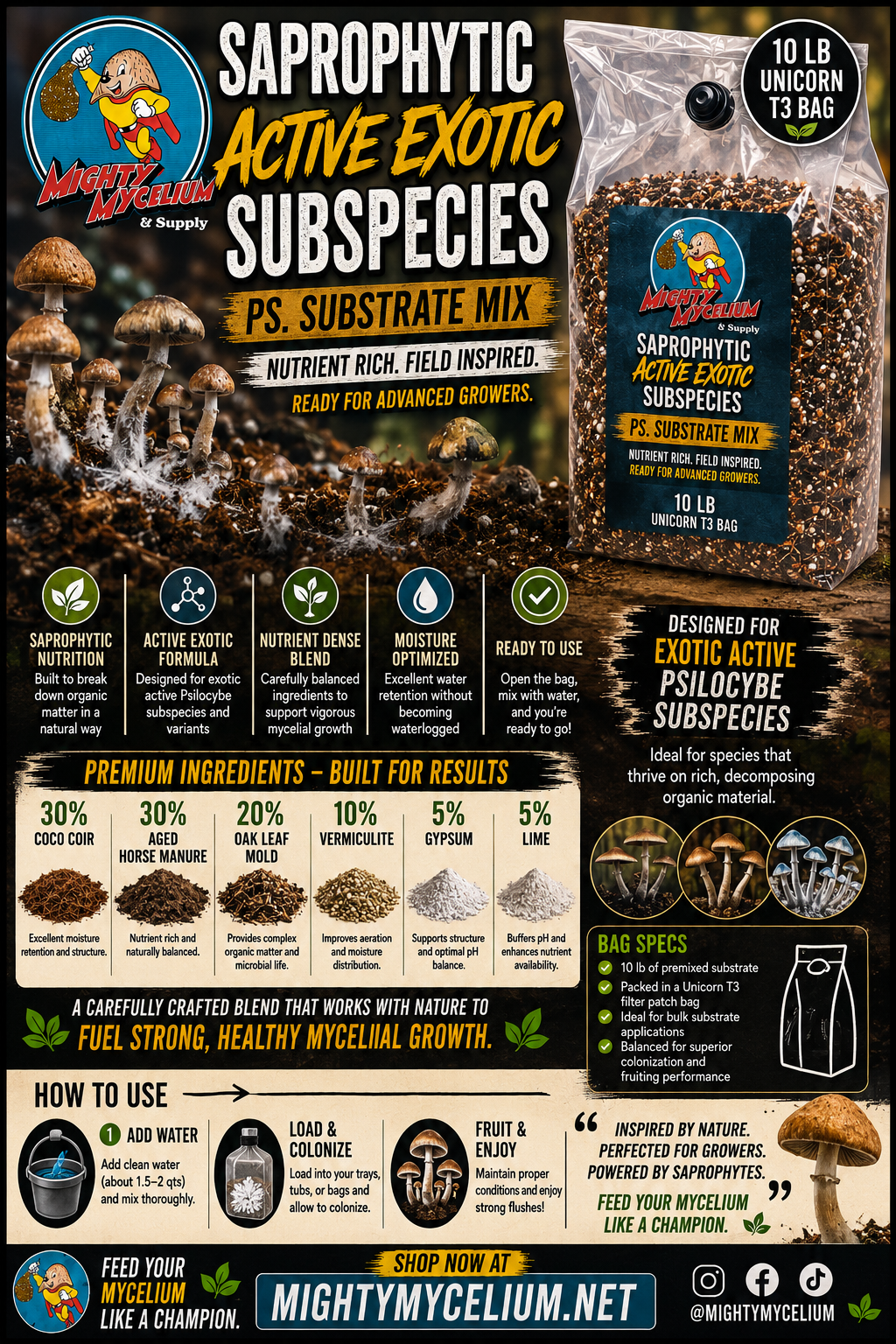 Manure Based Exotic Species Substrate Bags (10lb)