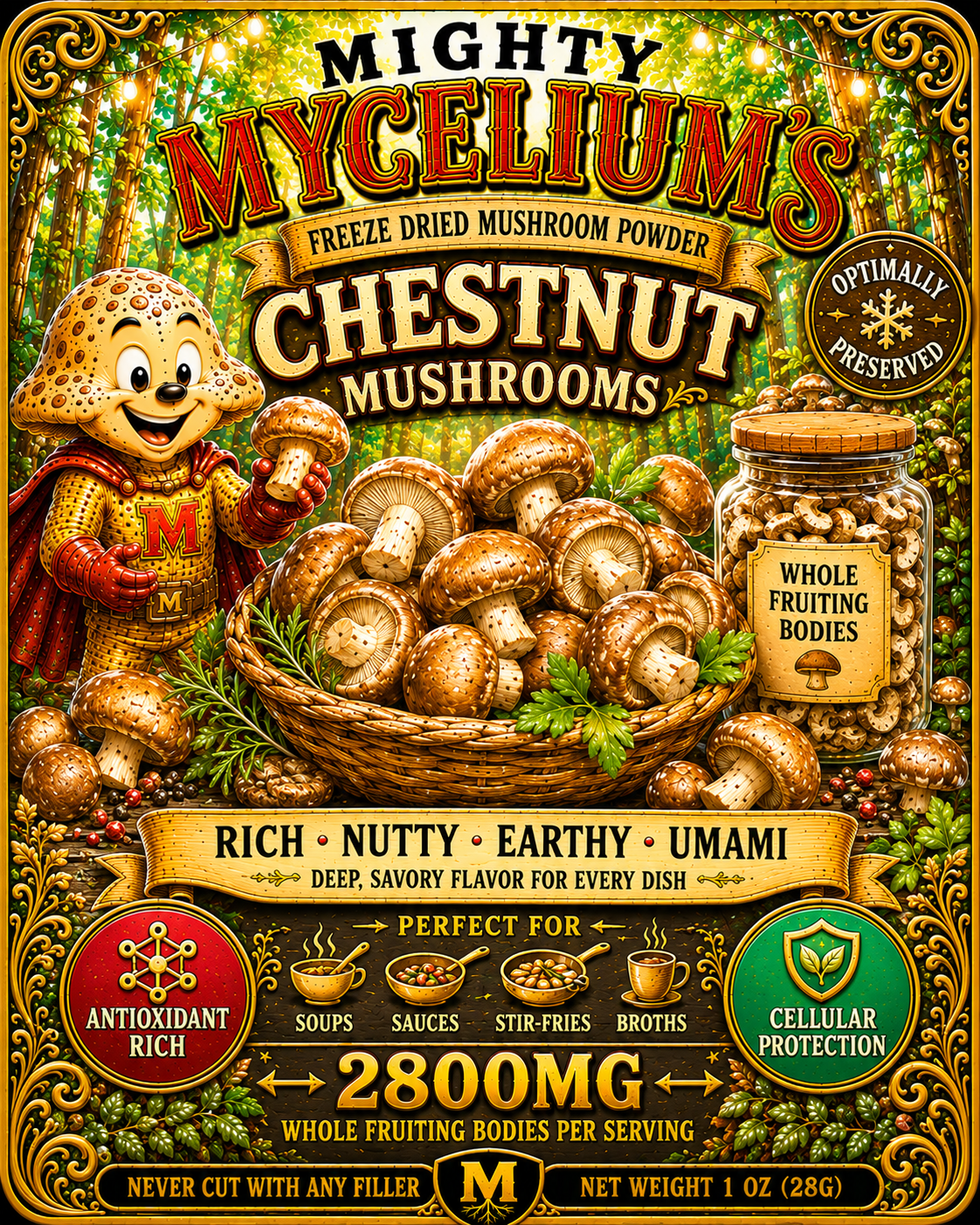 *Freeze Dried* Chestnut (Pholiota Adiposa) Mushroom Fruitbodies