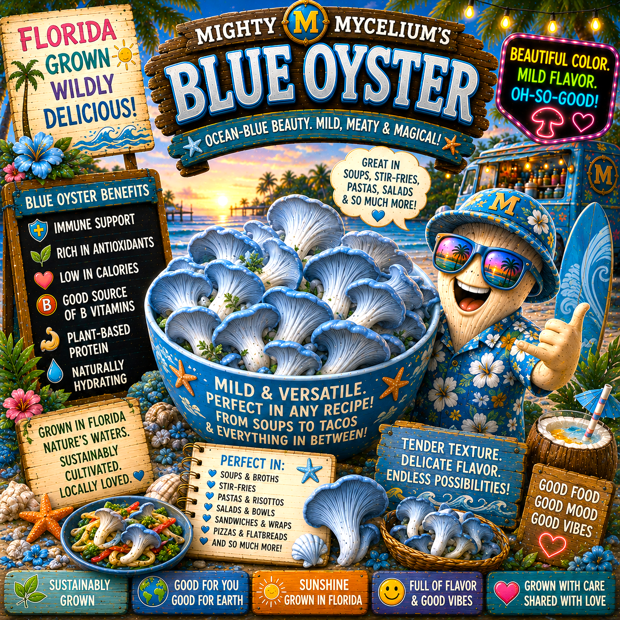 Blue Oyster (Pleurotus Ostreatus) 6lb Grain Spawn Bag