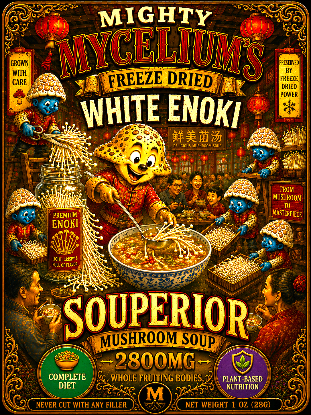 *Freeze Dried* White Enoki (Flammulina Velutipes) Fruitbodies
