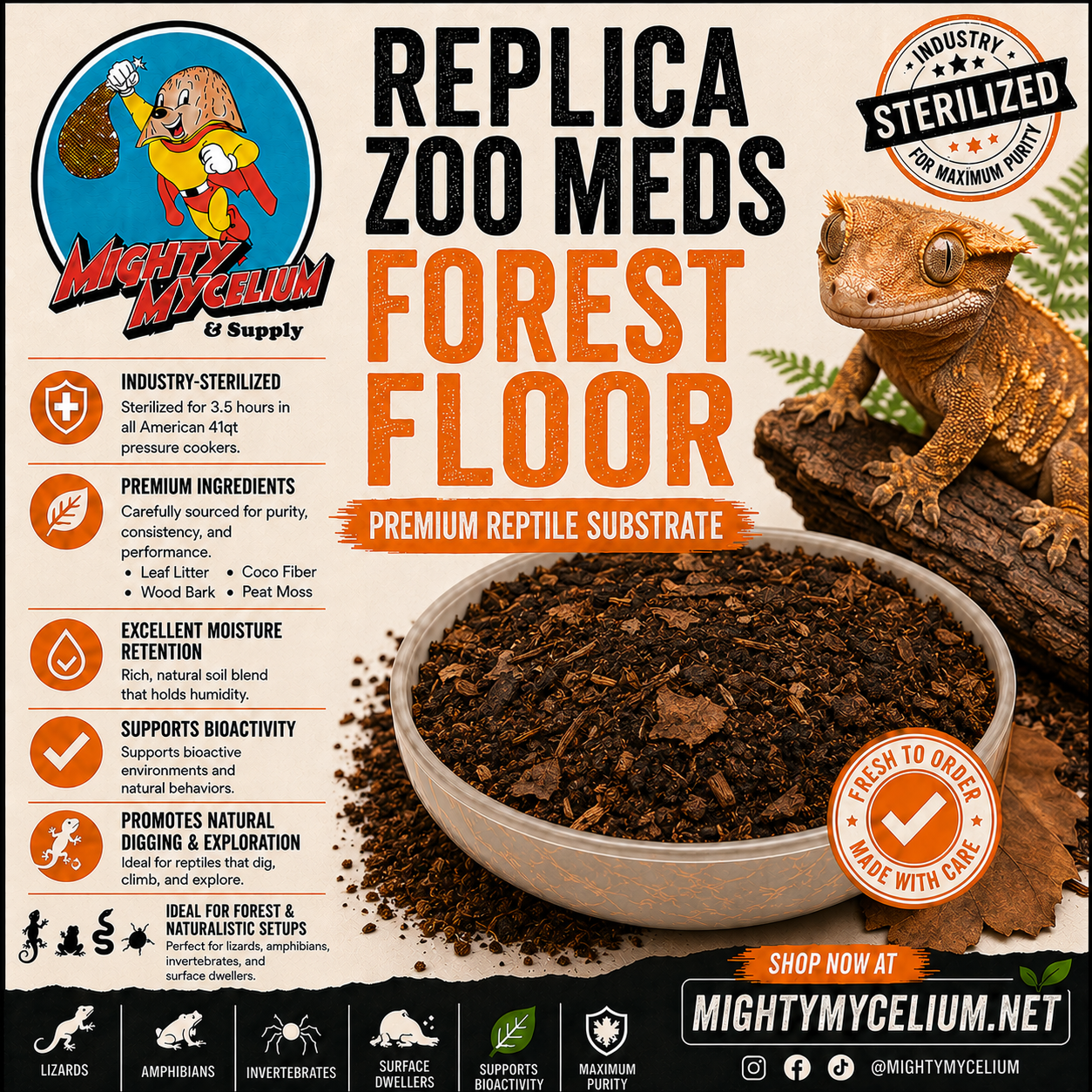 Zoo Meds Forest Floor Replica Sterile Mulch Bedding (6Lb Bag)
