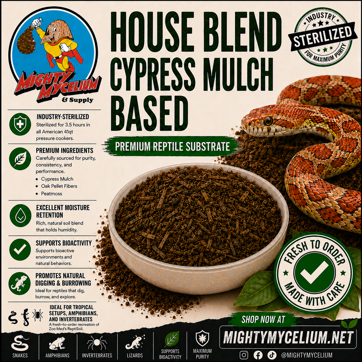 House Blend Cypress Mulch Based Reptile Substrate (6Lb Bag)