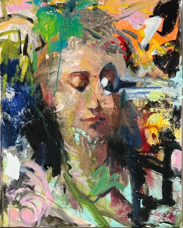 Maiden 2025 Oil and collage on canvas