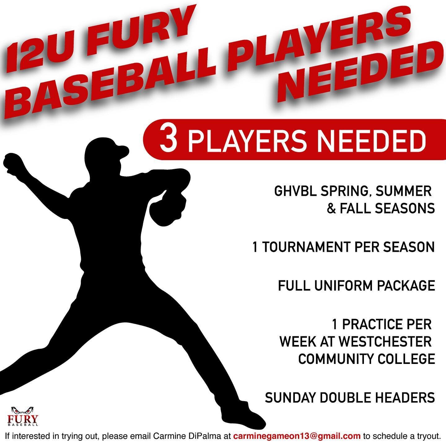 Not too late to join Fury for the Spring (and beyond)! Call us at 914-592-6613 or email Carmine at carminegameon13@gmail.com to set up a tryout today!