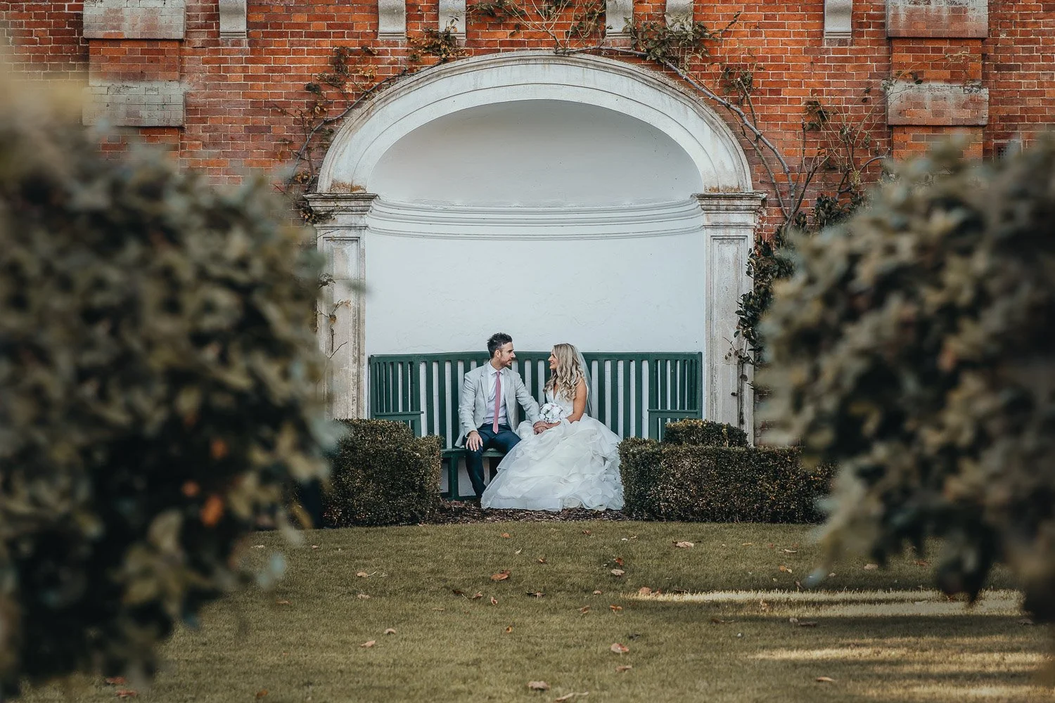 wedding confetti being thrown and bride and groom