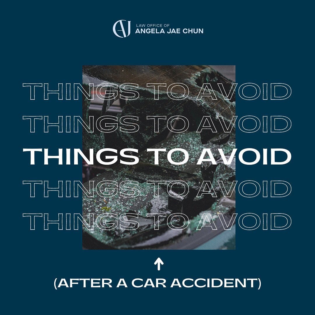 Here are FIVE things to avoid after a car accident, according to the CA Dept of Insurance. Save this post to reread in case you ever get into an accident. 
&mdash;&mdash;&mdash;
Disclaimer: This is an attorney ad. Posts are for educational or enterta