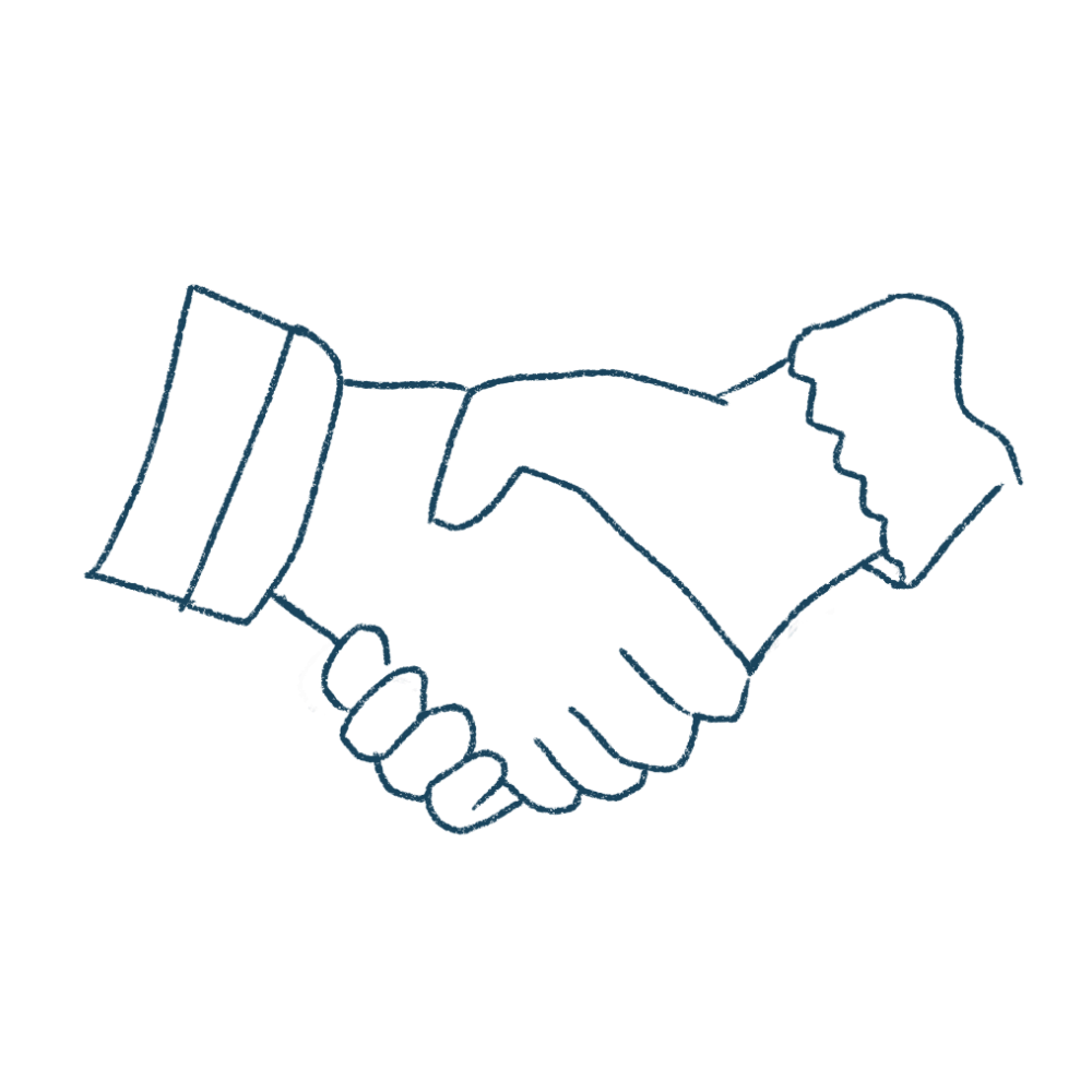 Line illustration of a handshake, symbolizing the employment dispute practice area.