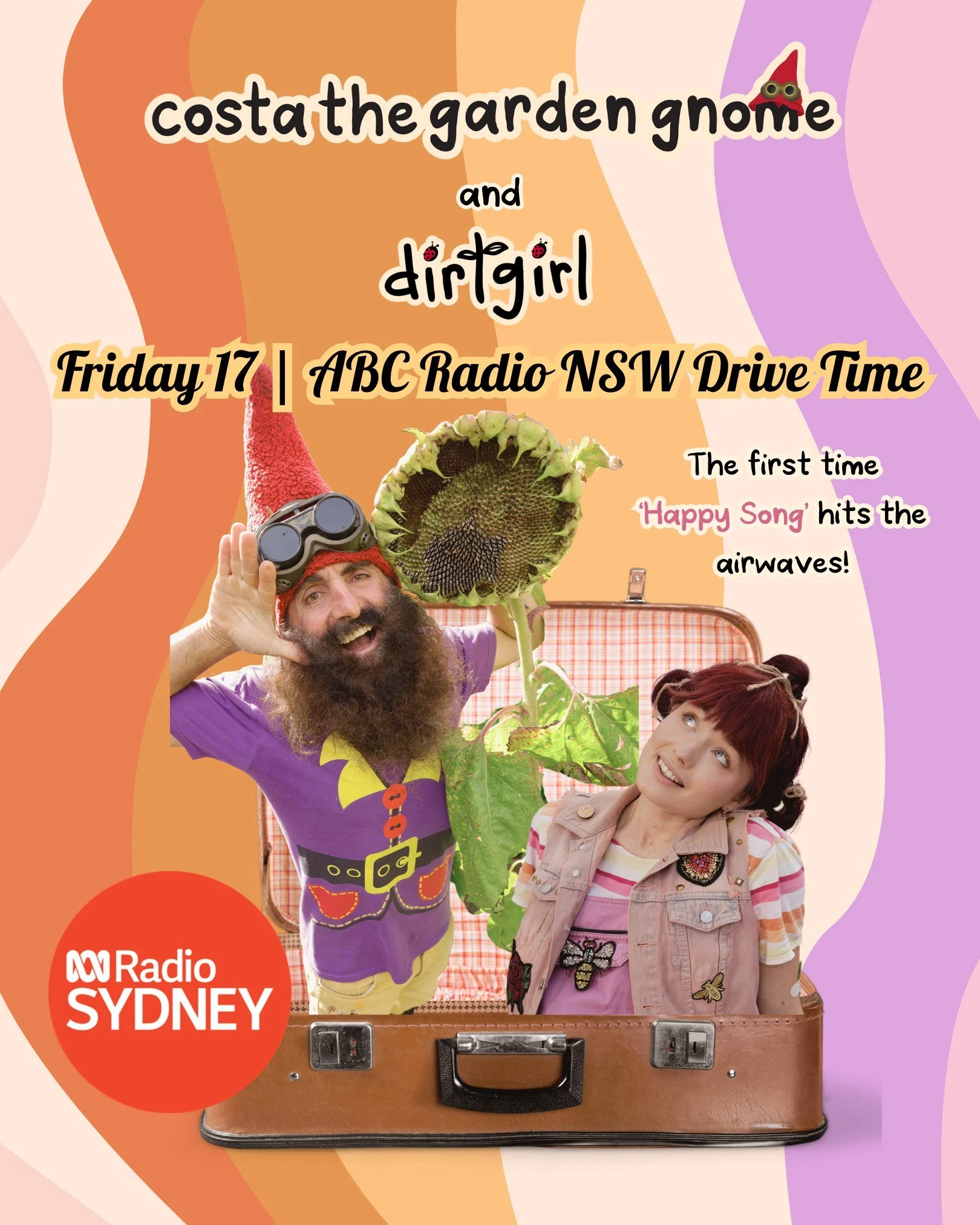 Breaking news!

dirtgirl and Costa the Garden Gnome are going live on ABC NSW Drive Time this Friday, 17th! 📻🎶

We&rsquo;ll be talking all things joy, nature connection, and growing happiness habits inside our families.

Because nature is the best 
