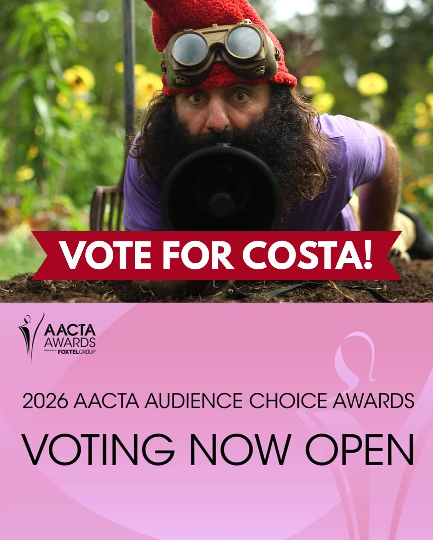 Our very own Costa The Garden Gnome has a&nbsp;&nbsp;human alter ego&hellip;
Costa Georgiadis @costasworld 

He&rsquo;s been nominated for the People&rsquo;s Choice AACTA Award &ndash; Australia&rsquo;s Favourite Media Personality (honestly&hellip; w