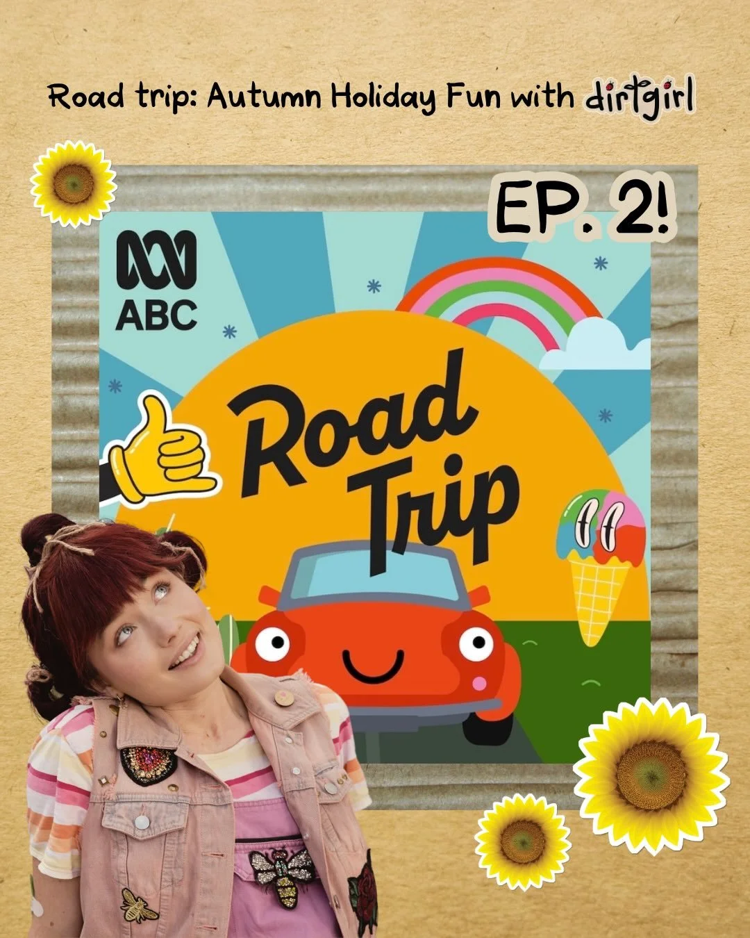 Grubsters&hellip; we&rsquo;re back on the road! 🚗💛

Part 2 of Road Trip on ABC listen, hosted by yours truly, has just dropped 🐞

I&rsquo;m talking, more stories, more songs, more games&hellip; and PLENTY of Kids Listen goodness to keep the whole 