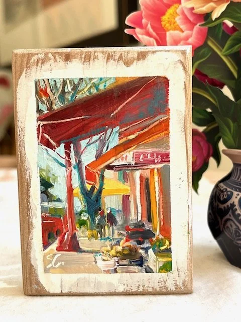 Chinatown, 3.5 x 2.5 inch, original oil on wood