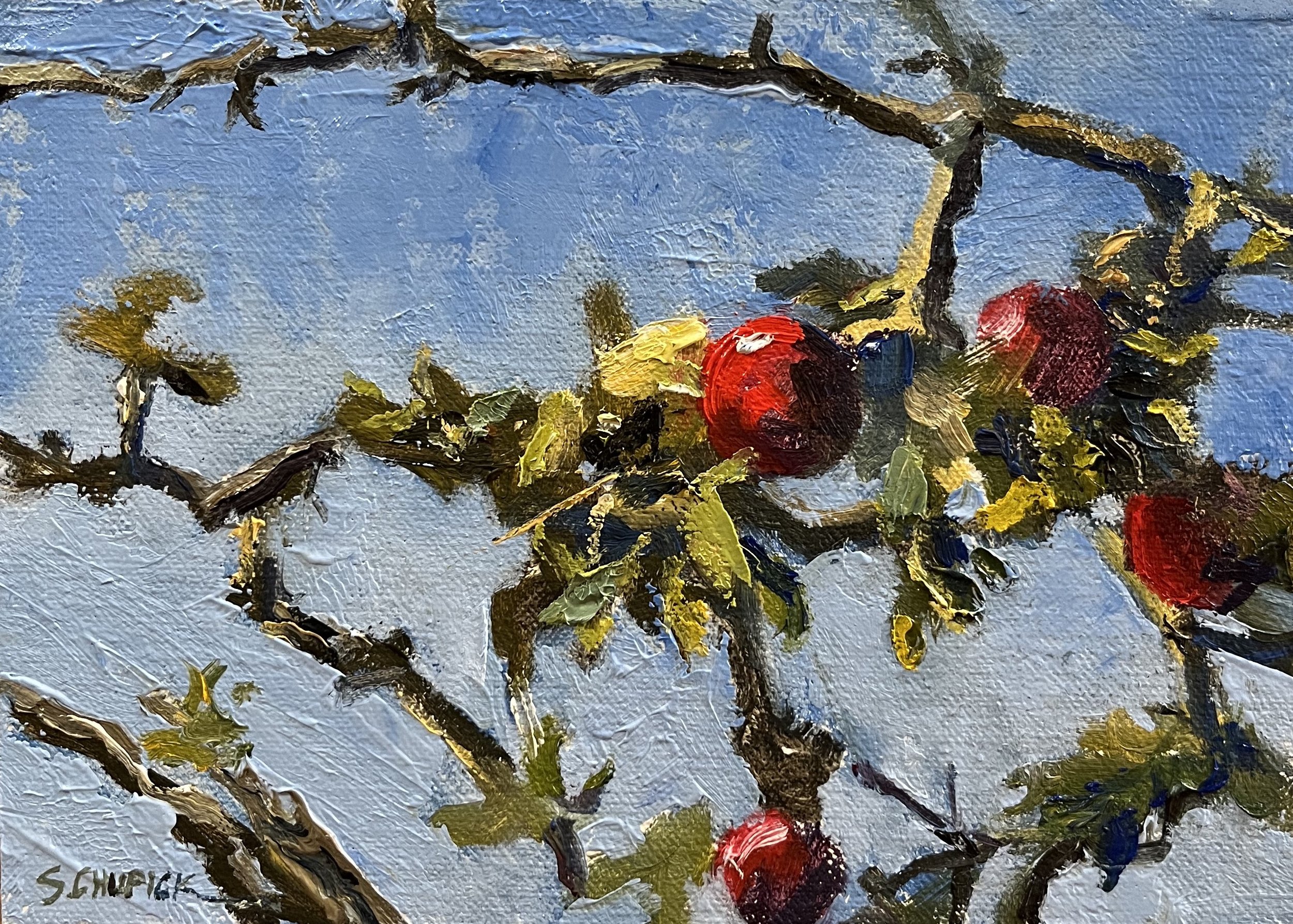 Apple Tree, oil on linen panel, 5 x 7"